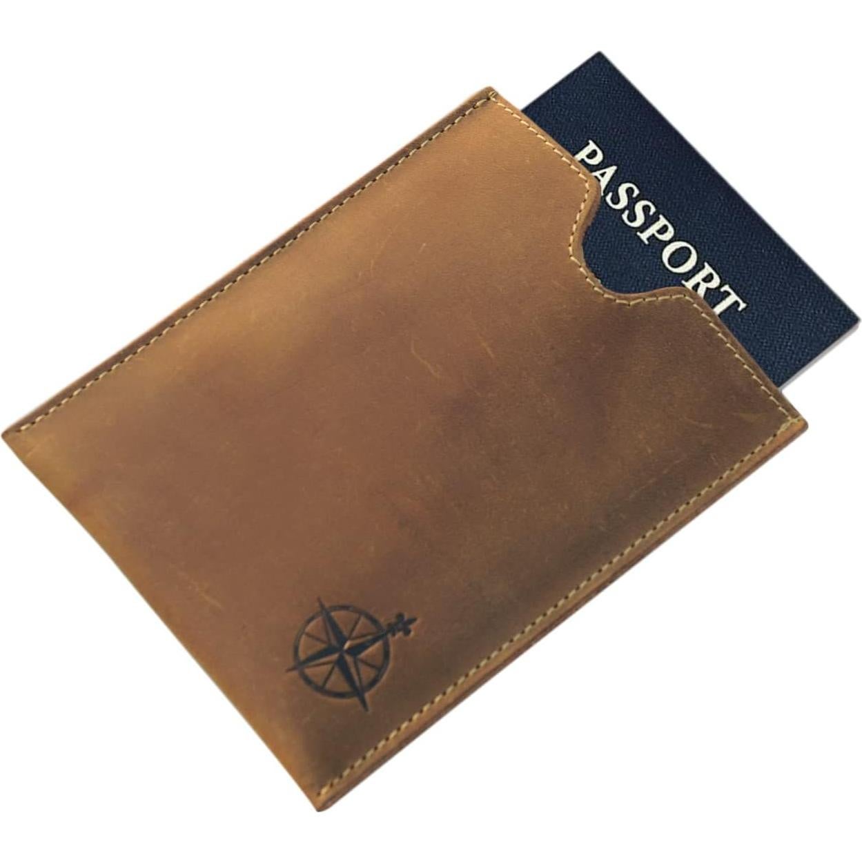 Funda de Pasaporte de Cuero Wanderings con Bloqueo RFID