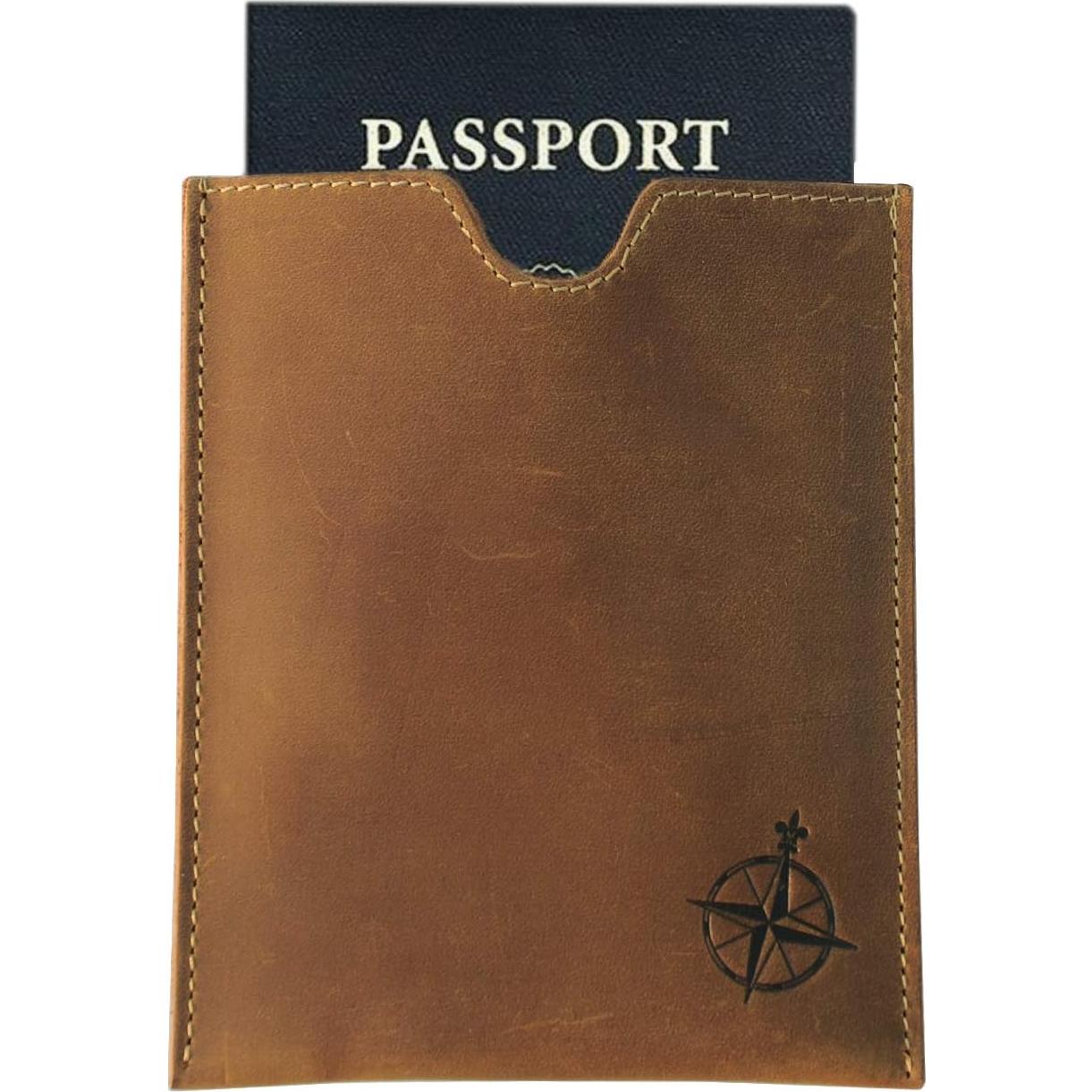 Funda de Pasaporte de Cuero Wanderings con Bloqueo RFID