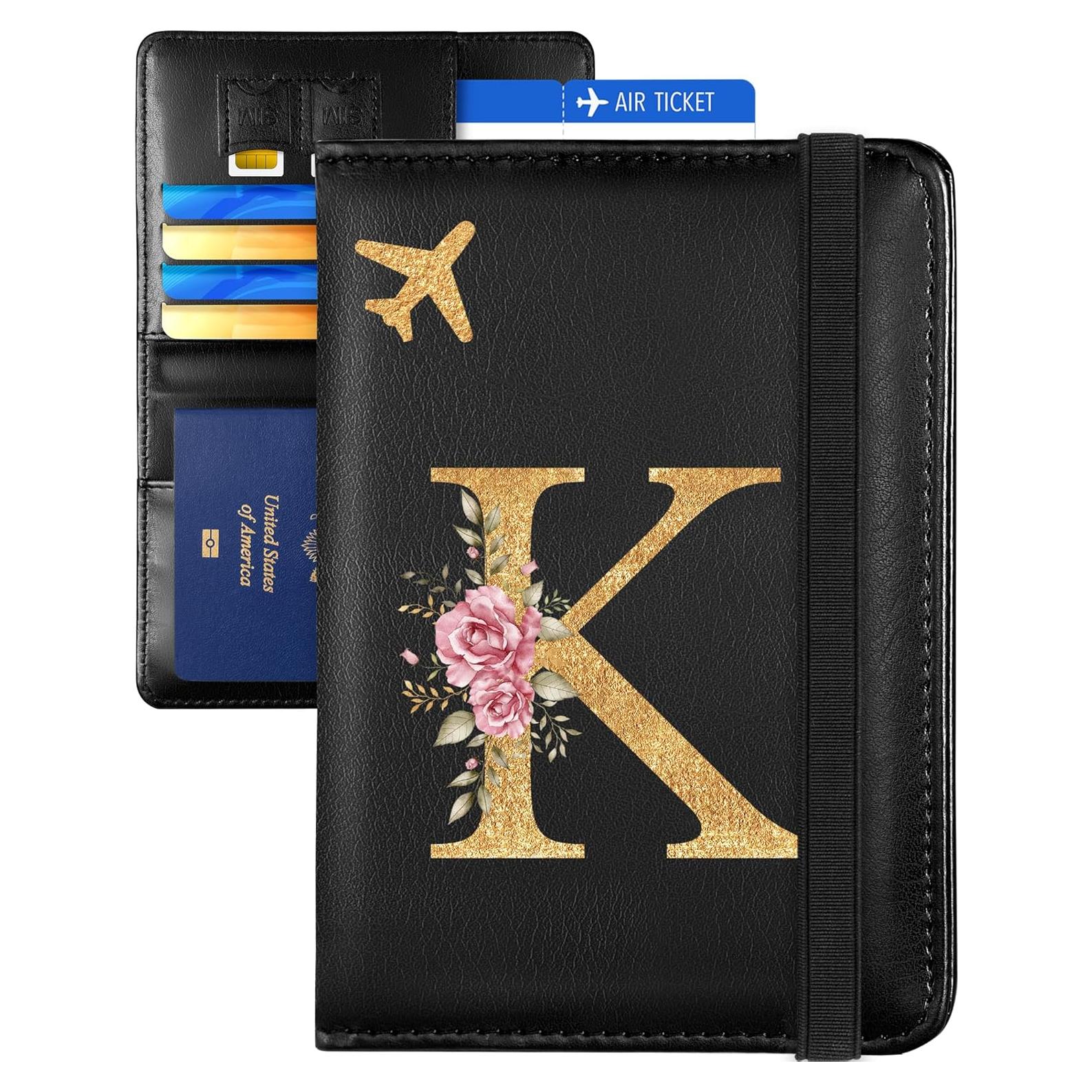 Funda de Pasaporte Slohif para Mujeres - Cuero Vegano Negro K