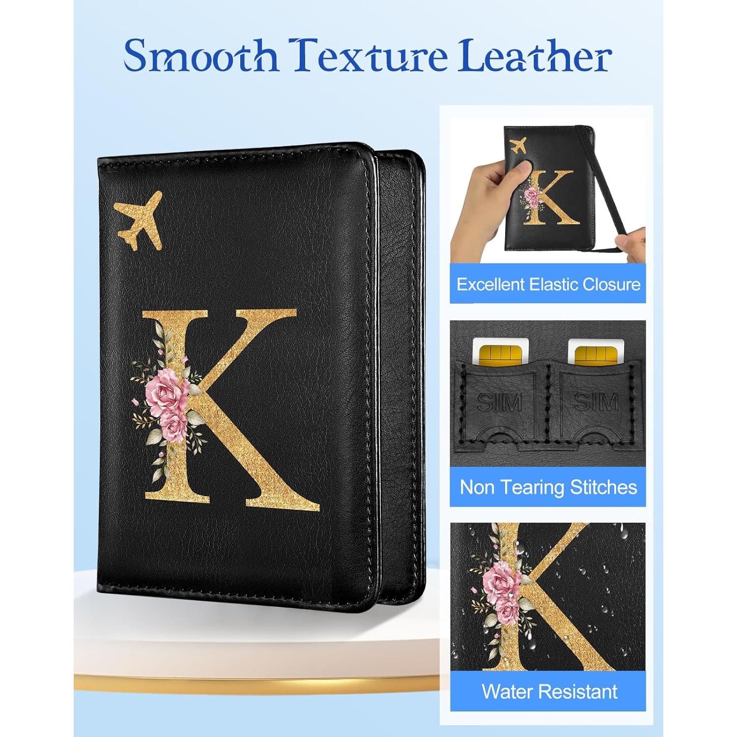 Funda de Pasaporte Slohif para Mujeres - Cuero Vegano Negro K