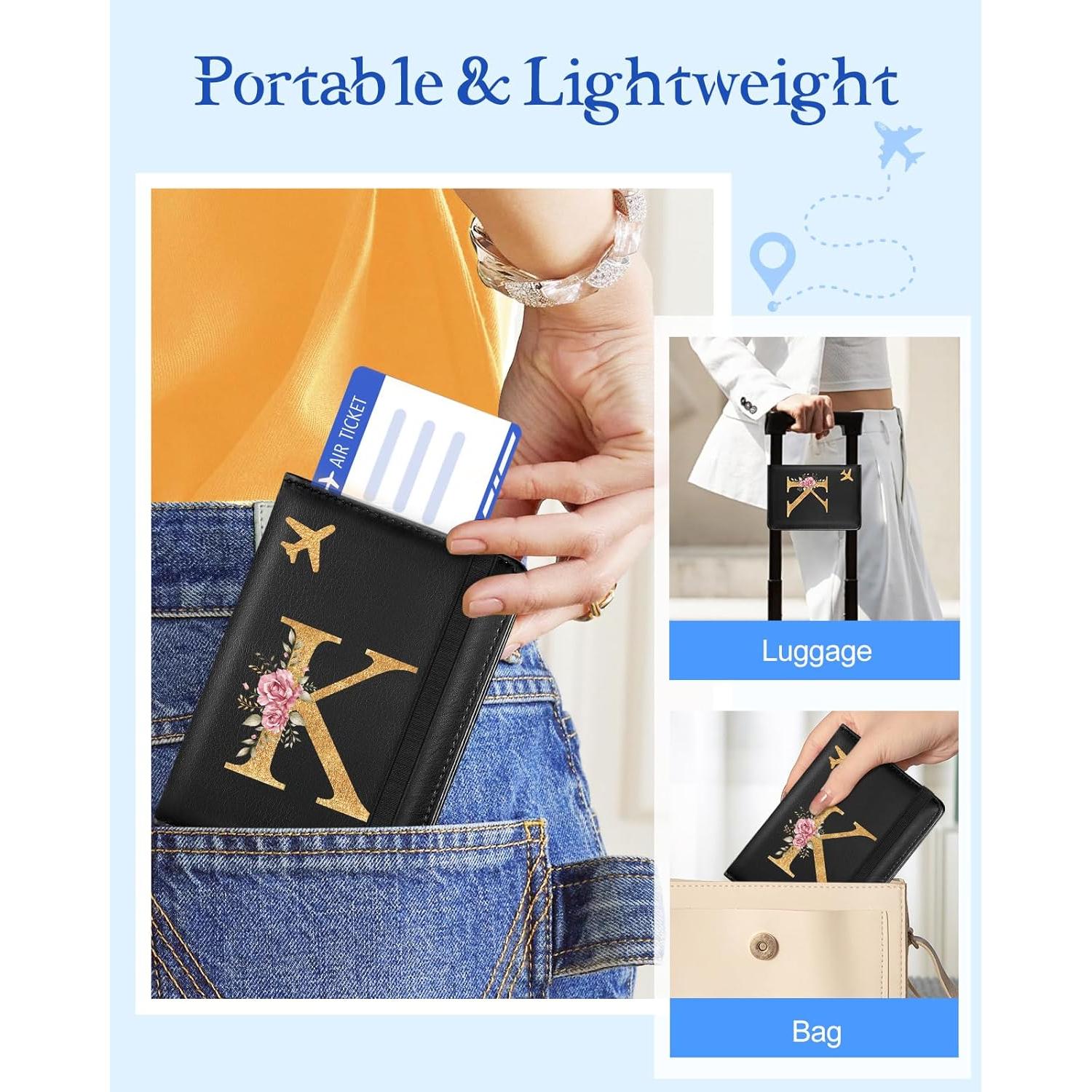 Funda de Pasaporte Slohif para Mujeres - Cuero Vegano Negro K