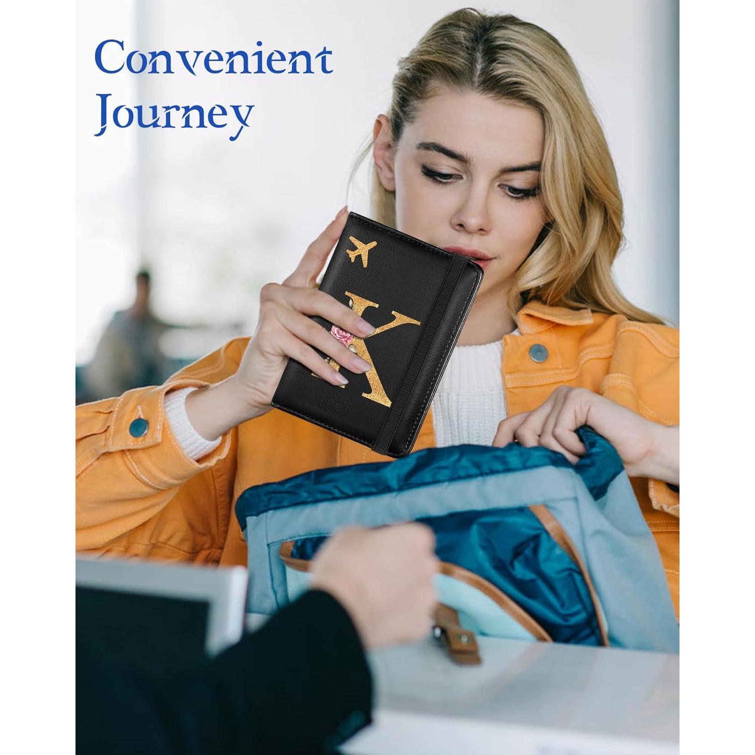 Funda de Pasaporte Slohif para Mujeres - Cuero Vegano Negro K