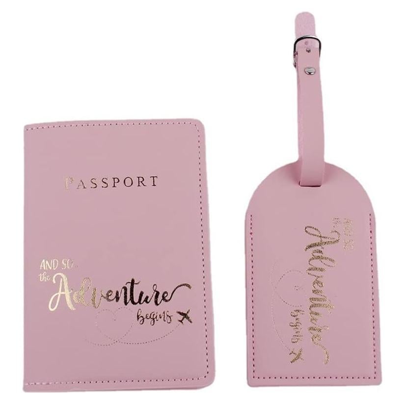Conjunto de Etiquetas de Pasaporte y Equipaje Belsmi Rosa