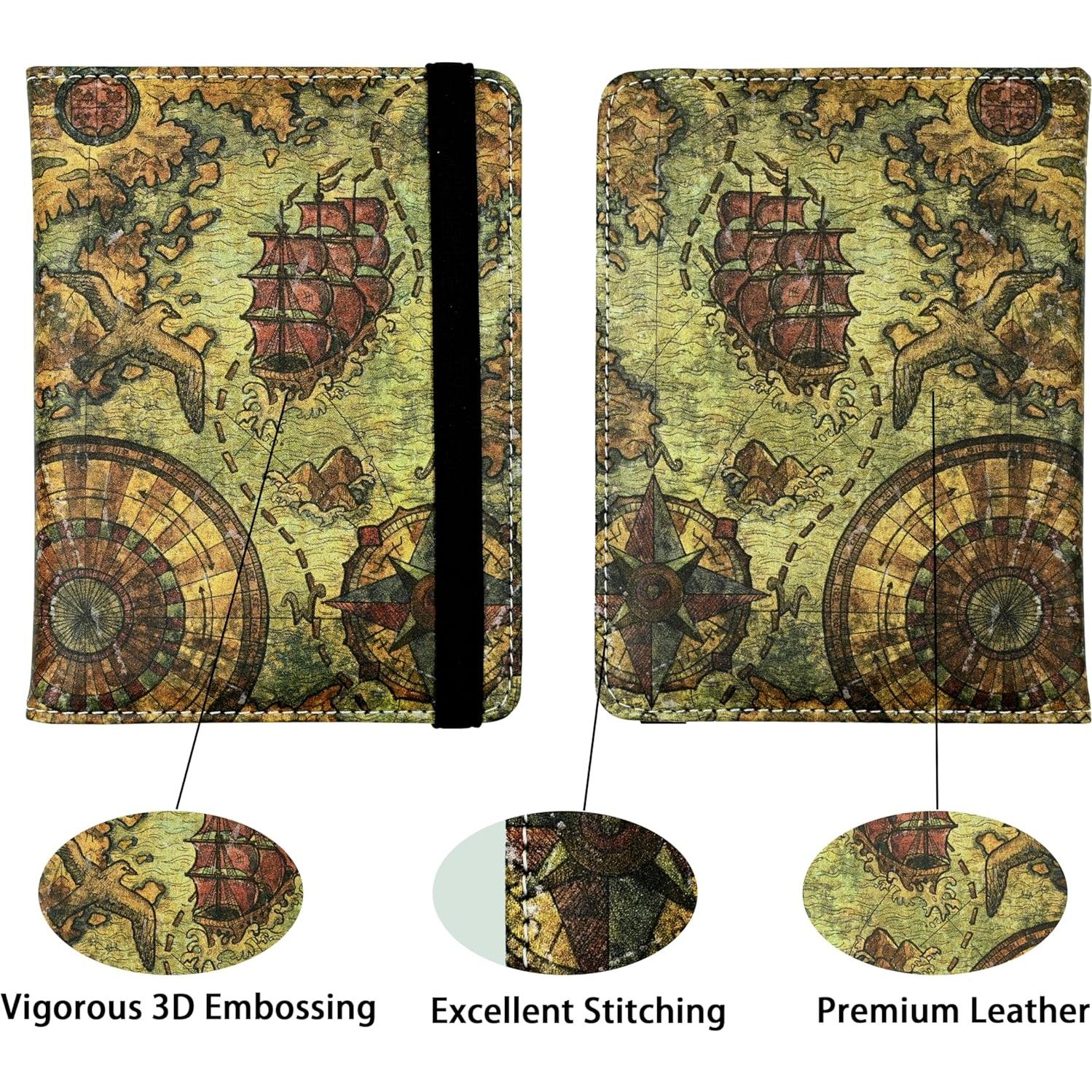 Portapasaportes Bassyil Mapa de Pirata Antiguo Unisex