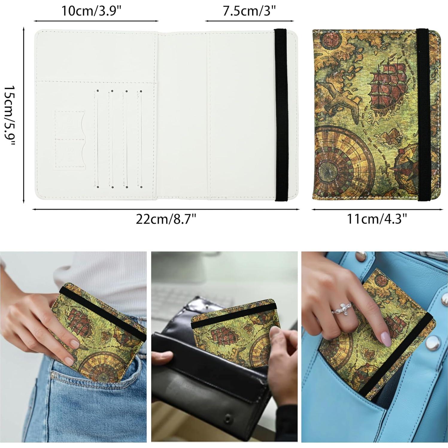 Portapasaportes Bassyil Mapa de Pirata Antiguo Unisex