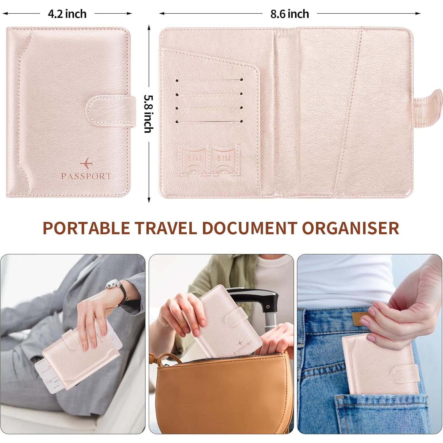 Portapasaportes Herain RFID D-hebra magnética oro rosa