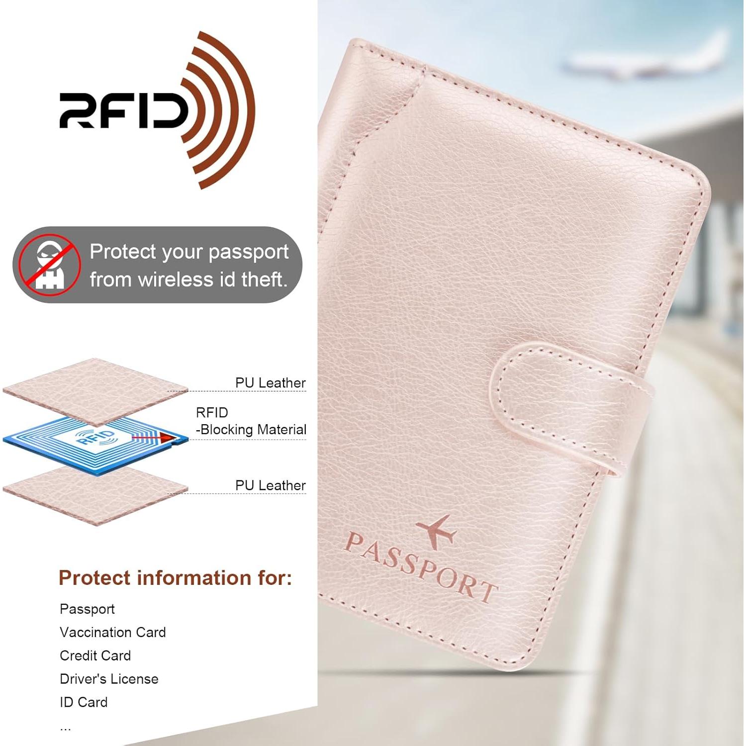Portapasaportes Herain RFID D-hebra magnética oro rosa