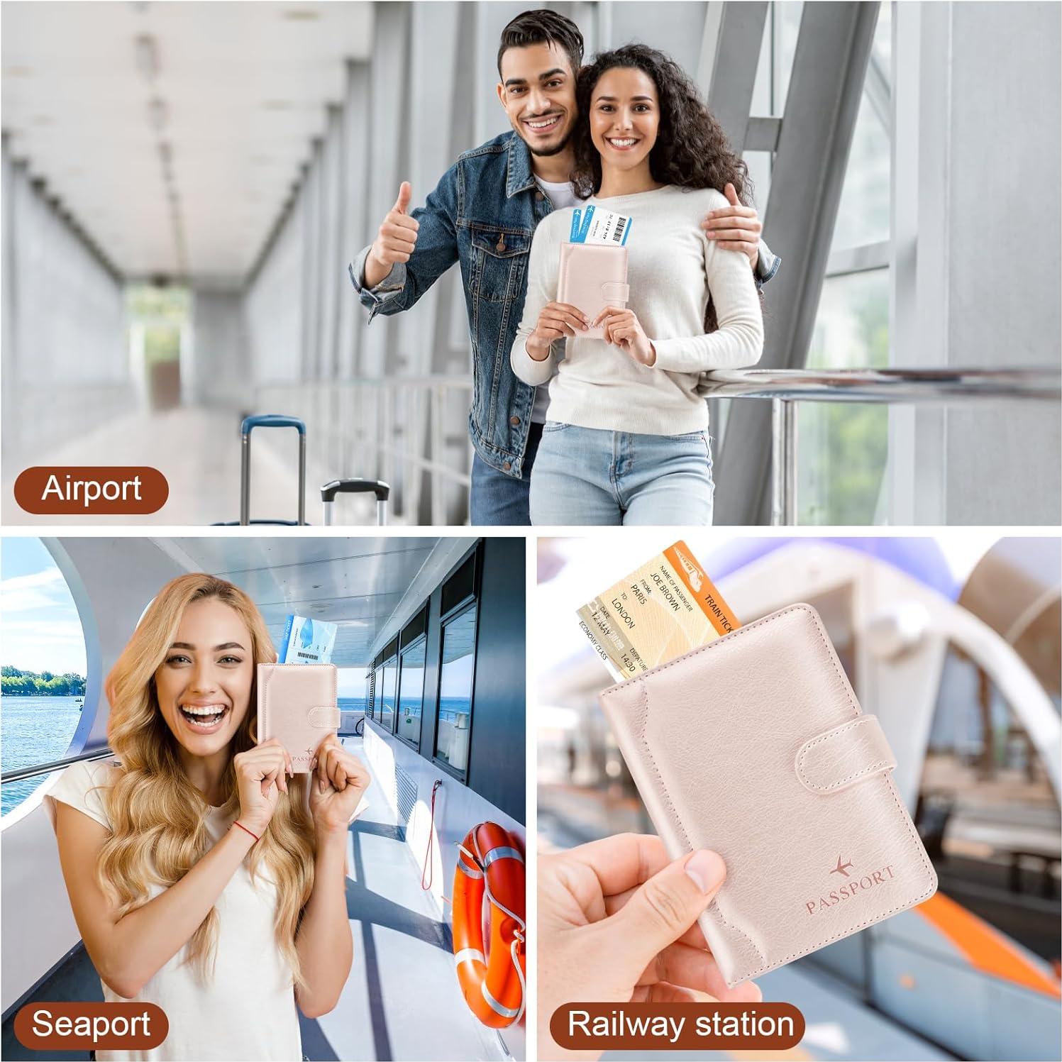 Portapasaportes Herain RFID D-hebra magnética oro rosa