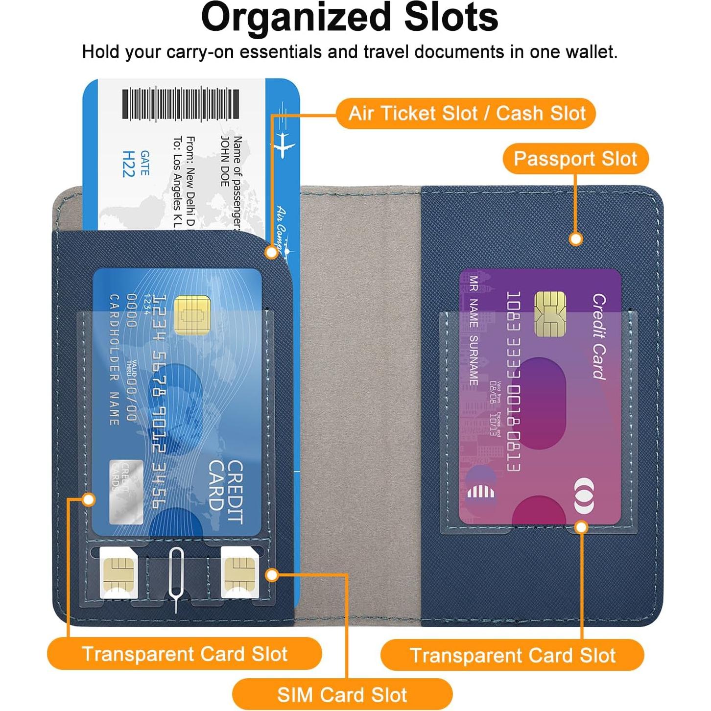 Portapasaportes RSAquar Azul con Bloqueo RFID - Organizador de Viaje