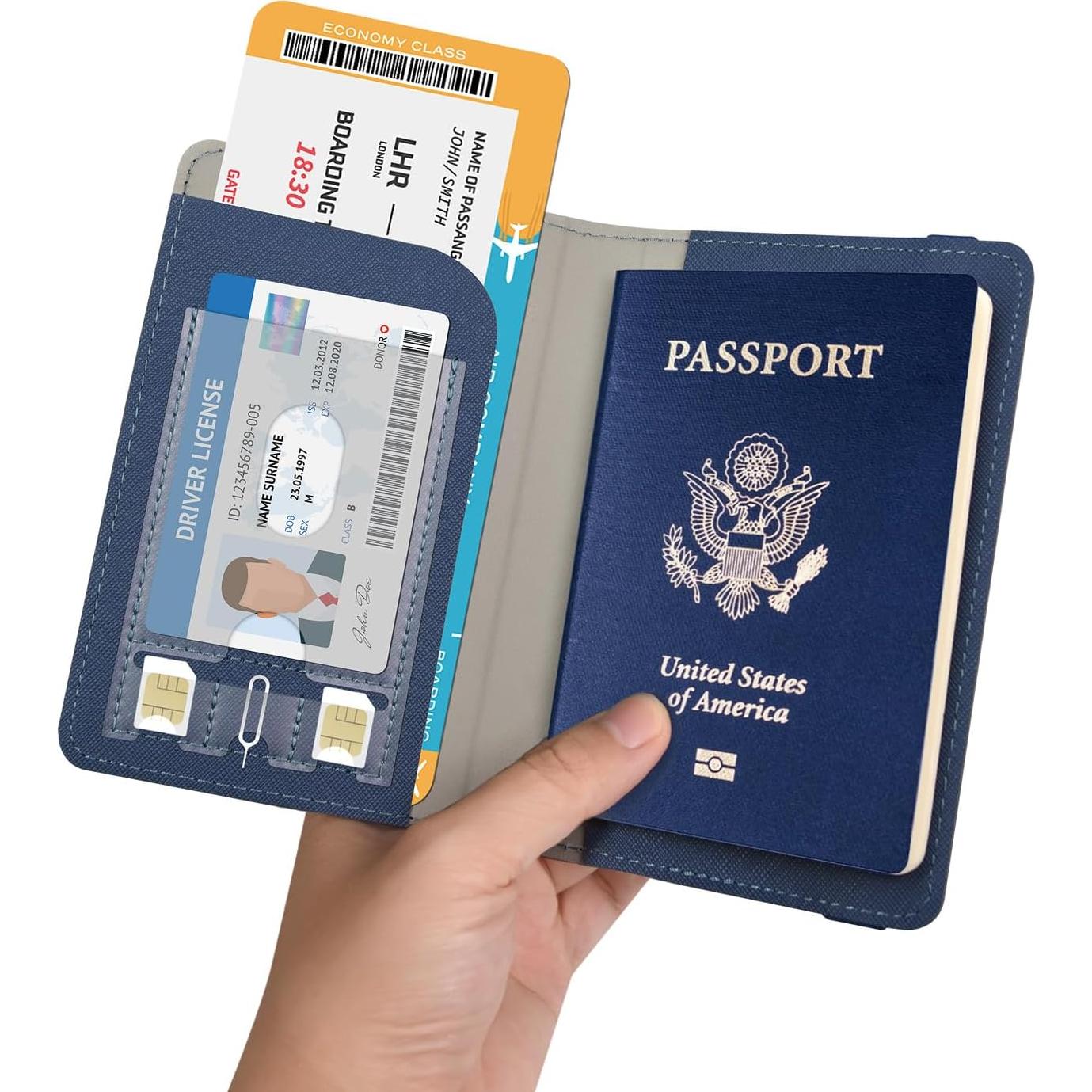 Portapasaportes RSAquar Azul con Bloqueo RFID - Organizador de Viaje