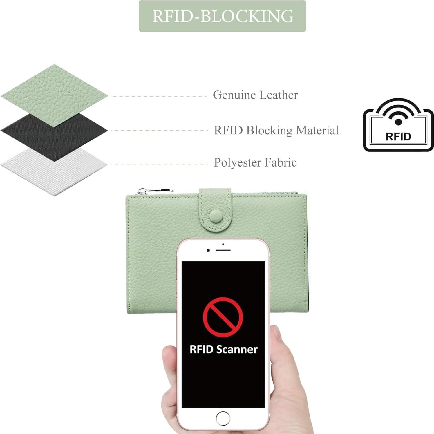 Billetera de Pasaporte EutDett RFID Verde Claro para Mujeres