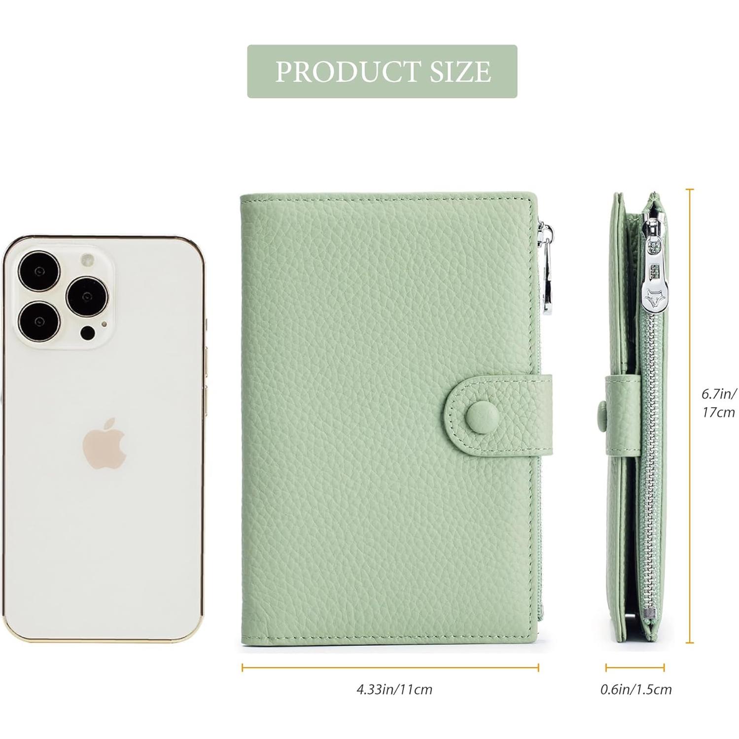 Billetera de Pasaporte EutDett RFID Verde Claro para Mujeres