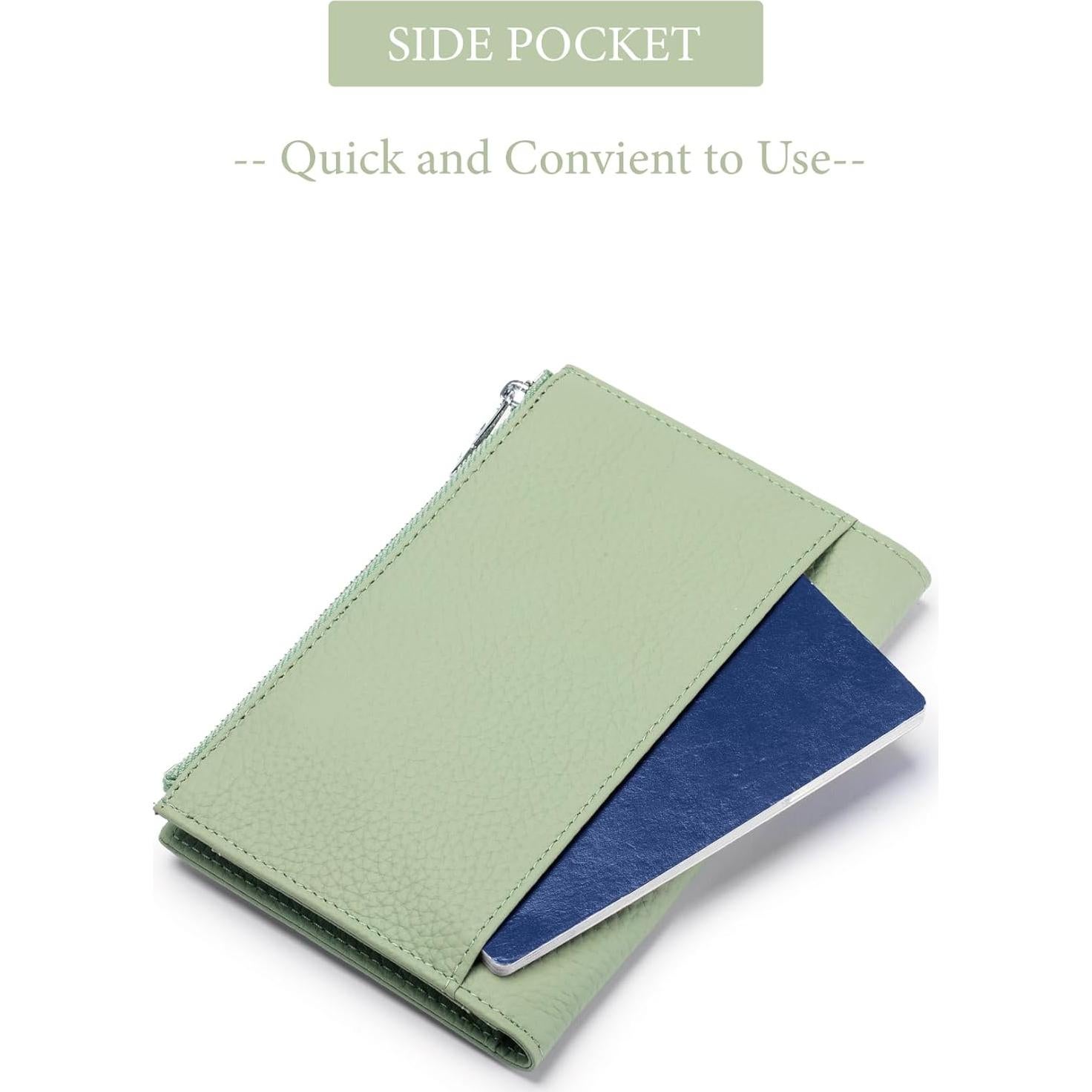 Billetera de Pasaporte EutDett RFID Verde Claro para Mujeres