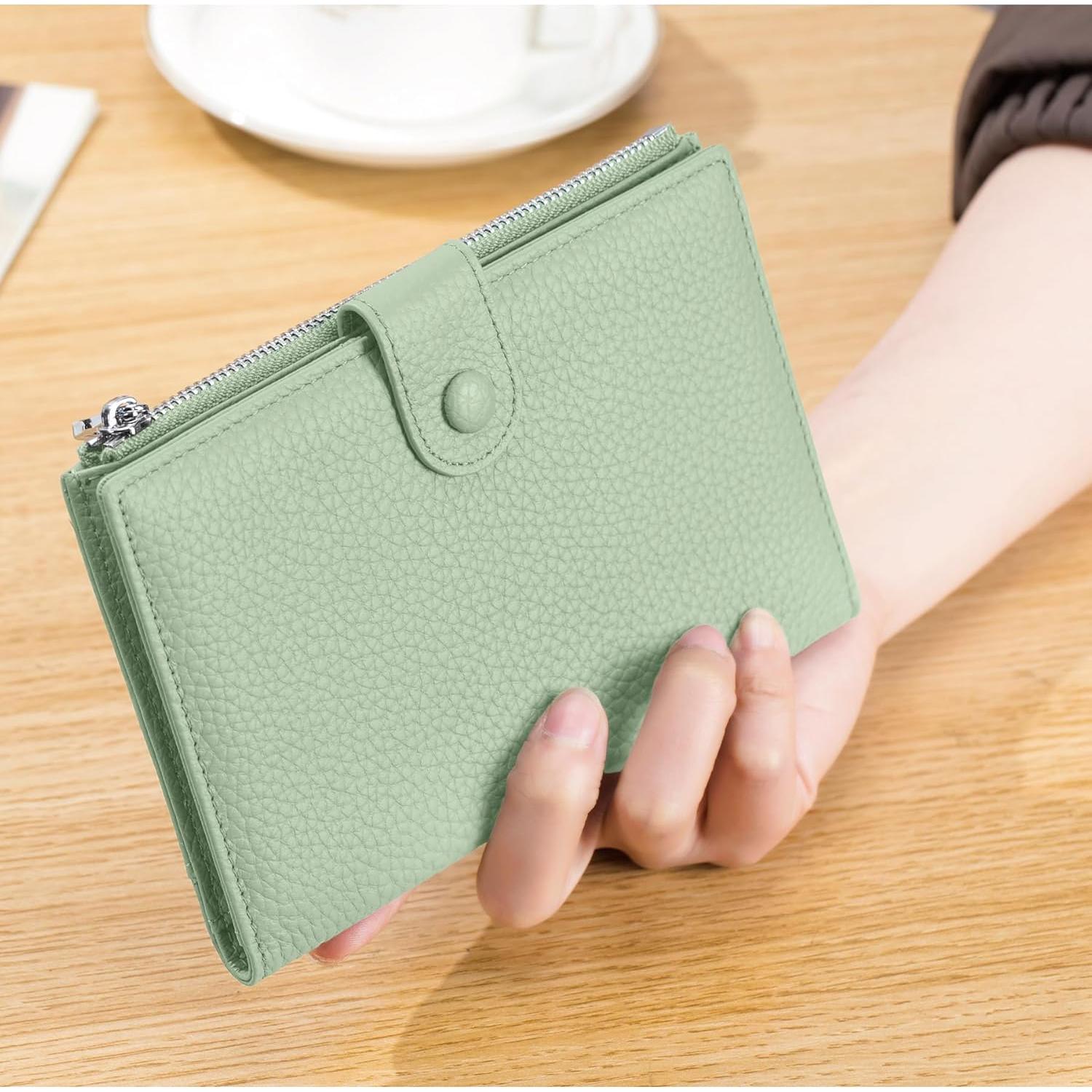 Billetera de Pasaporte EutDett RFID Verde Claro para Mujeres