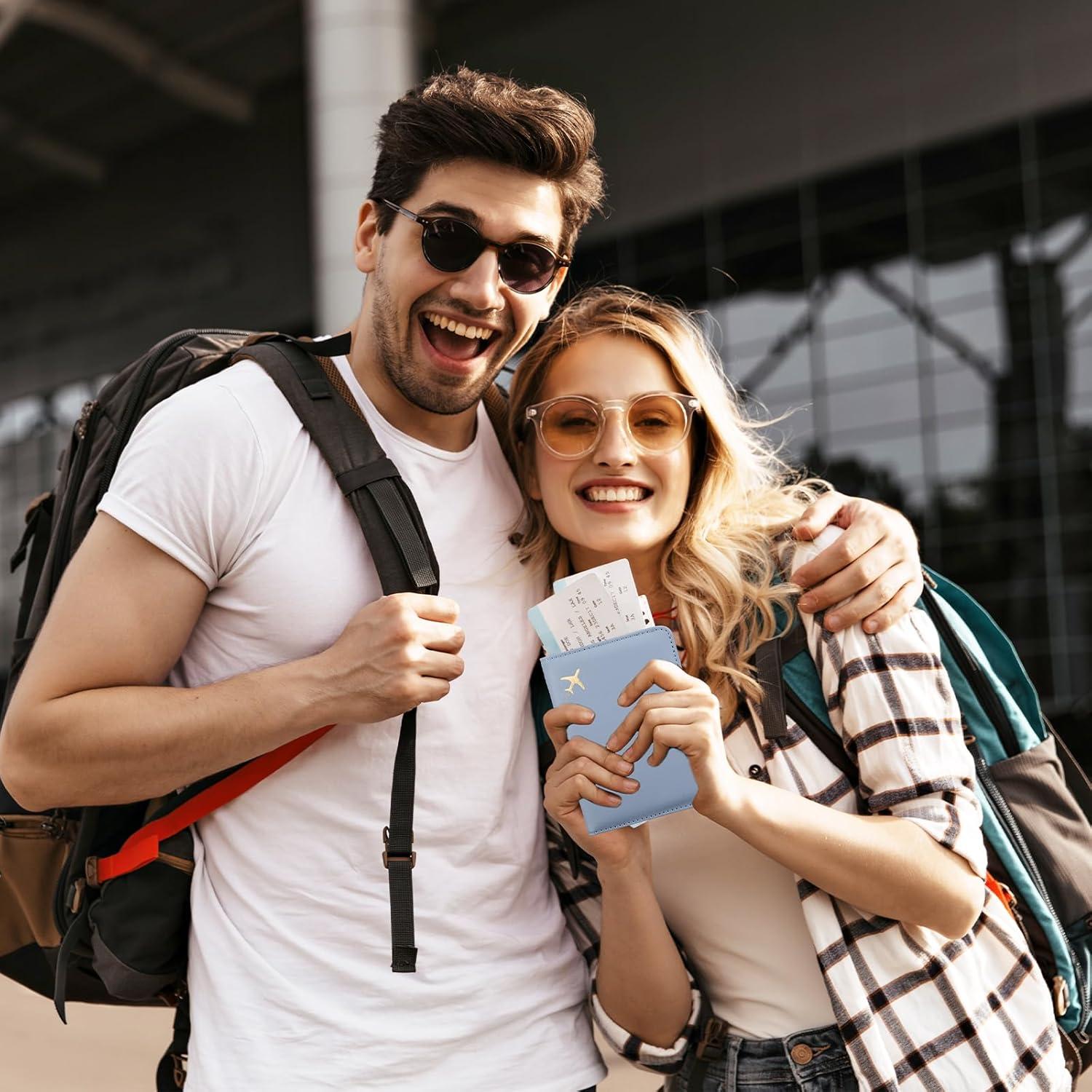 Porta Pasaporte GOAUS Azul con Ranura para Airtag y RFID