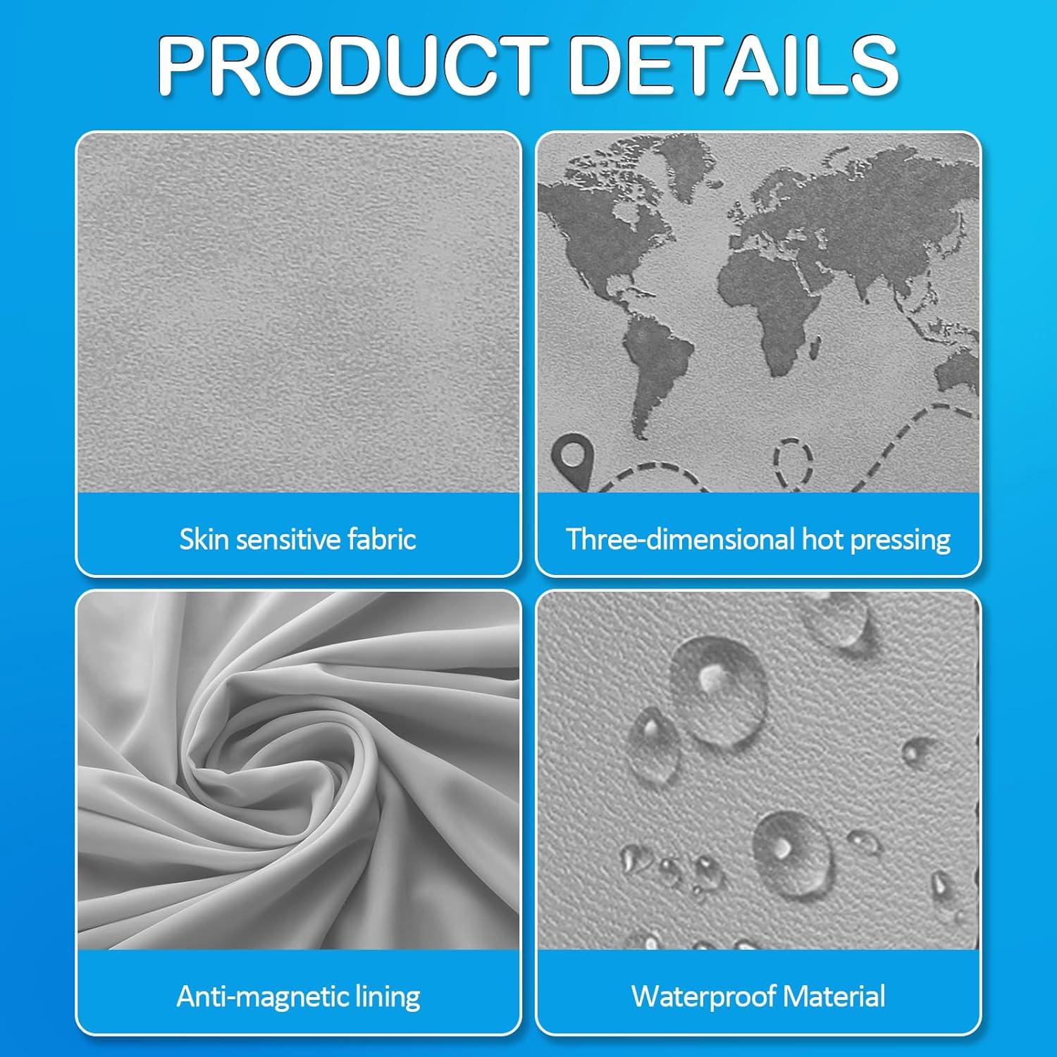 Soporte de Pasaporte Sovirose Gris con Bloqueo RFID y Resistencia al Agua