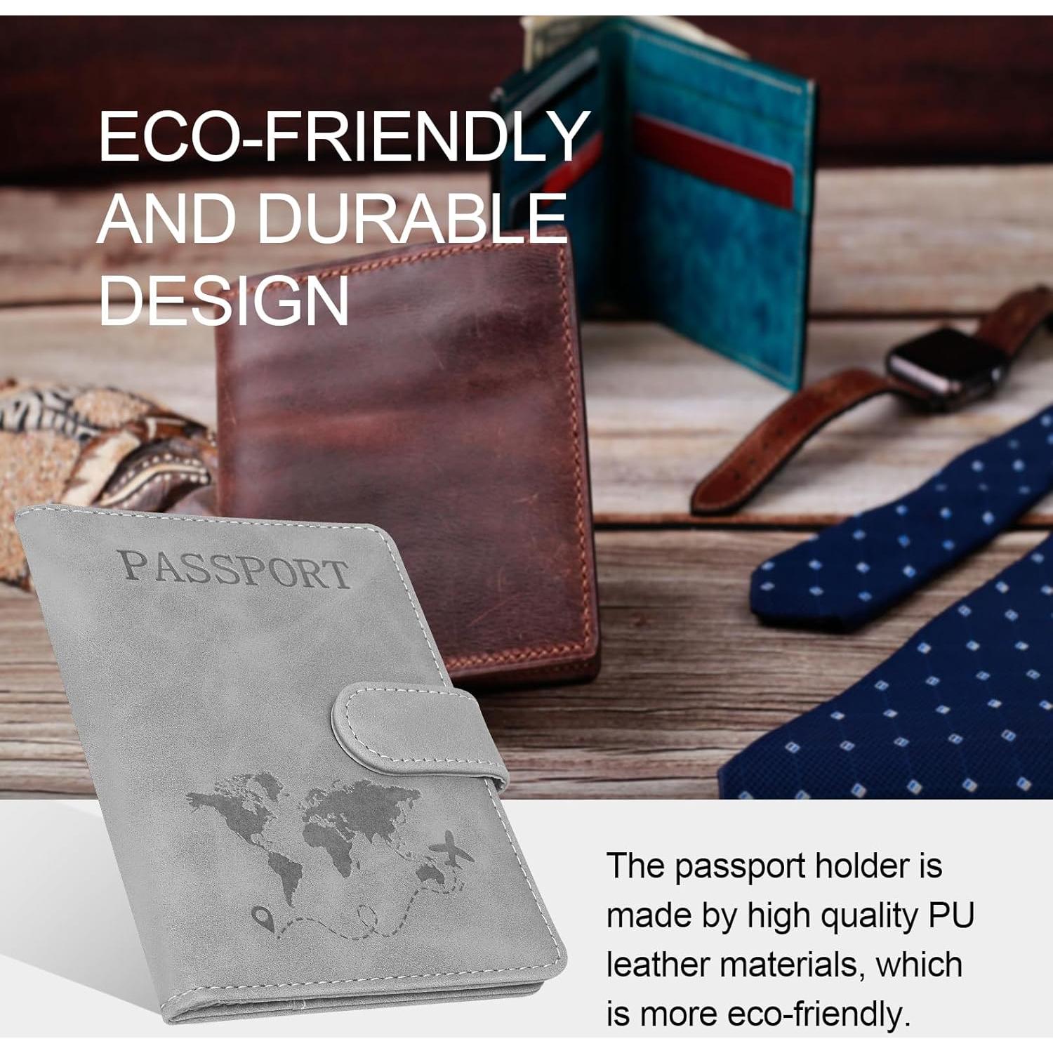 Soporte de Pasaporte Sovirose Gris con Bloqueo RFID y Resistencia al Agua