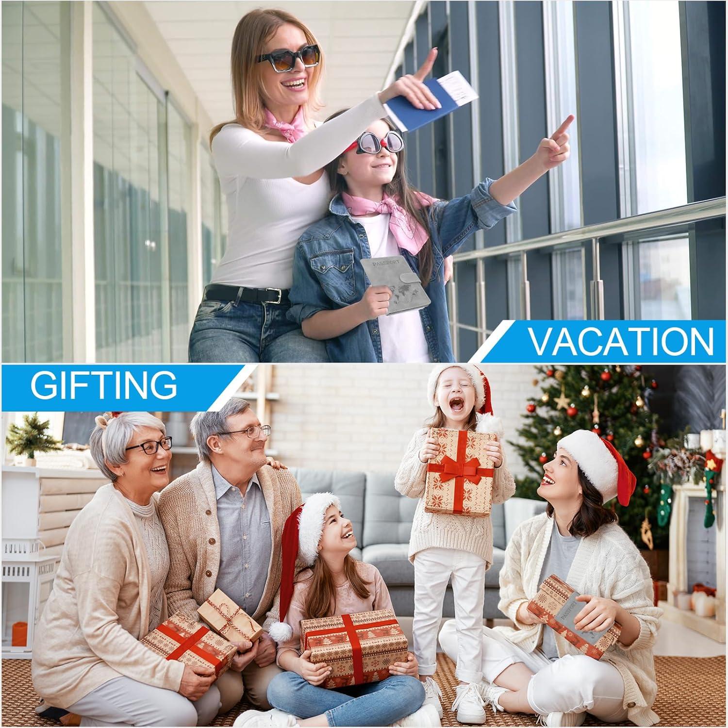 Soporte de Pasaporte Sovirose Gris con Bloqueo RFID y Resistencia al Agua