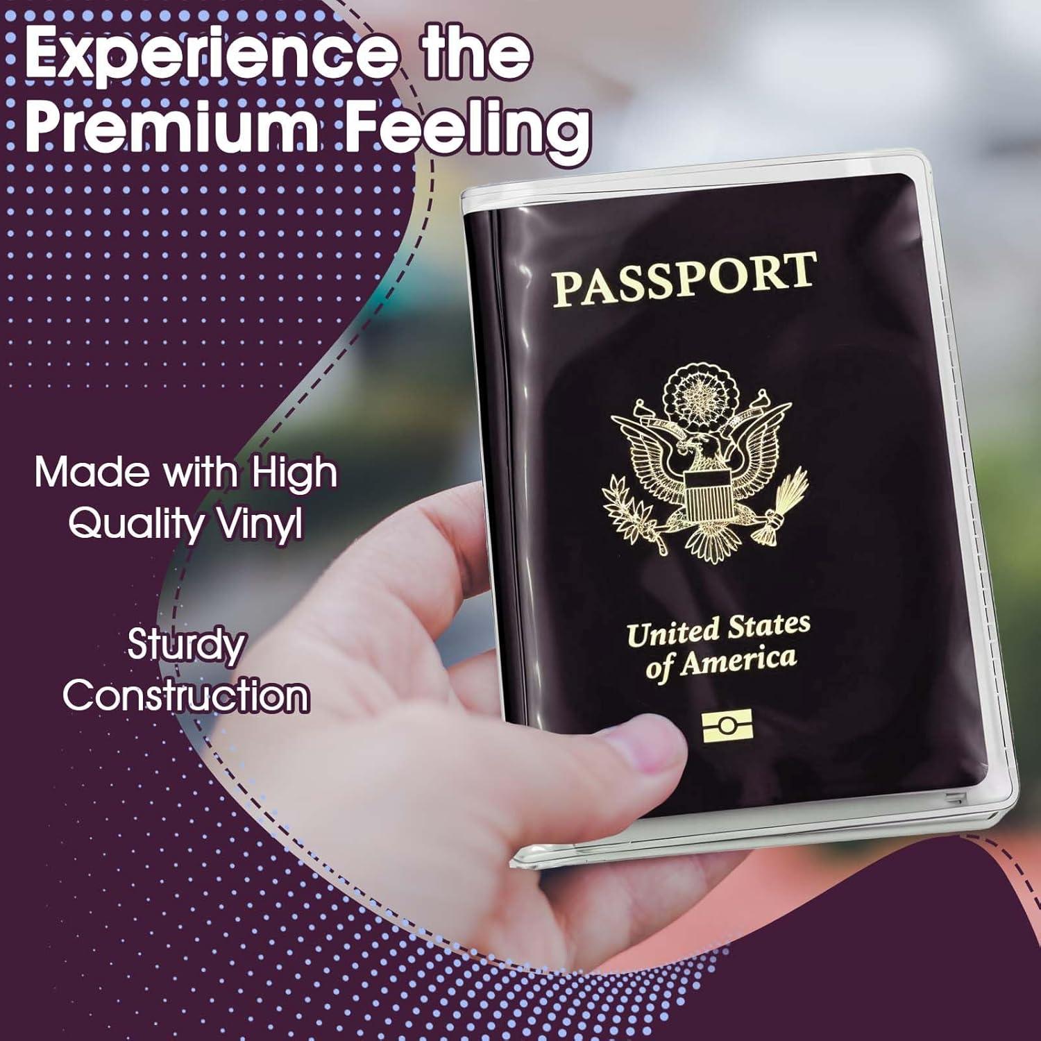 6 Fundas de Pasaporte Transparentes Impermeables Xinjoduz 19x13cm