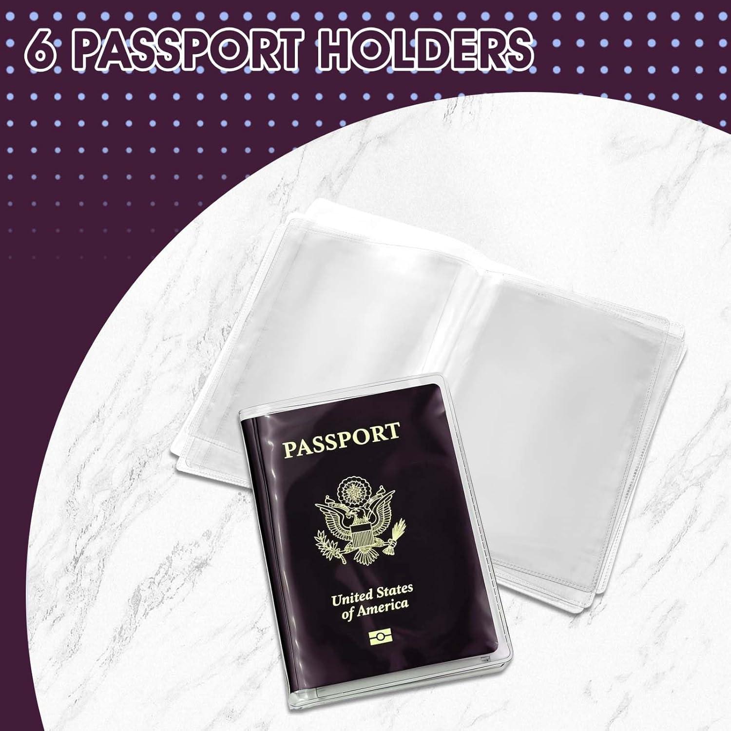 6 Fundas de Pasaporte Transparentes Impermeables Xinjoduz 19x13cm