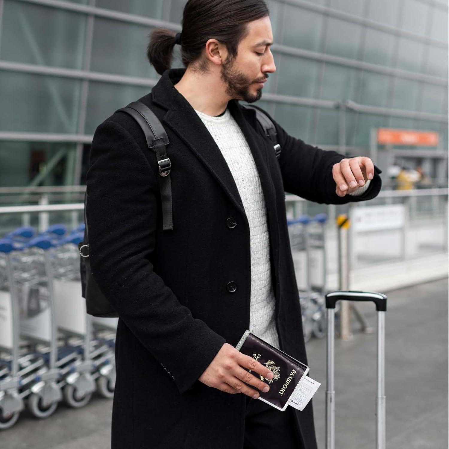 6 Fundas de Pasaporte Transparentes Impermeables Xinjoduz 19x13cm