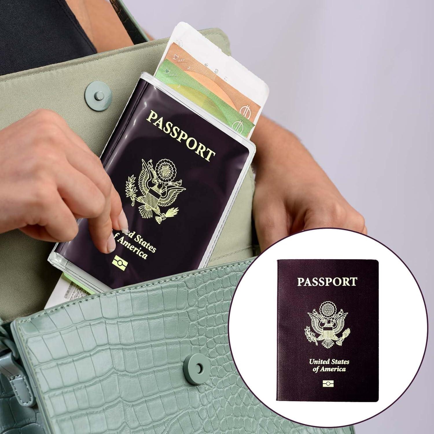 6 Fundas de Pasaporte Transparentes Impermeables Xinjoduz 19x13cm