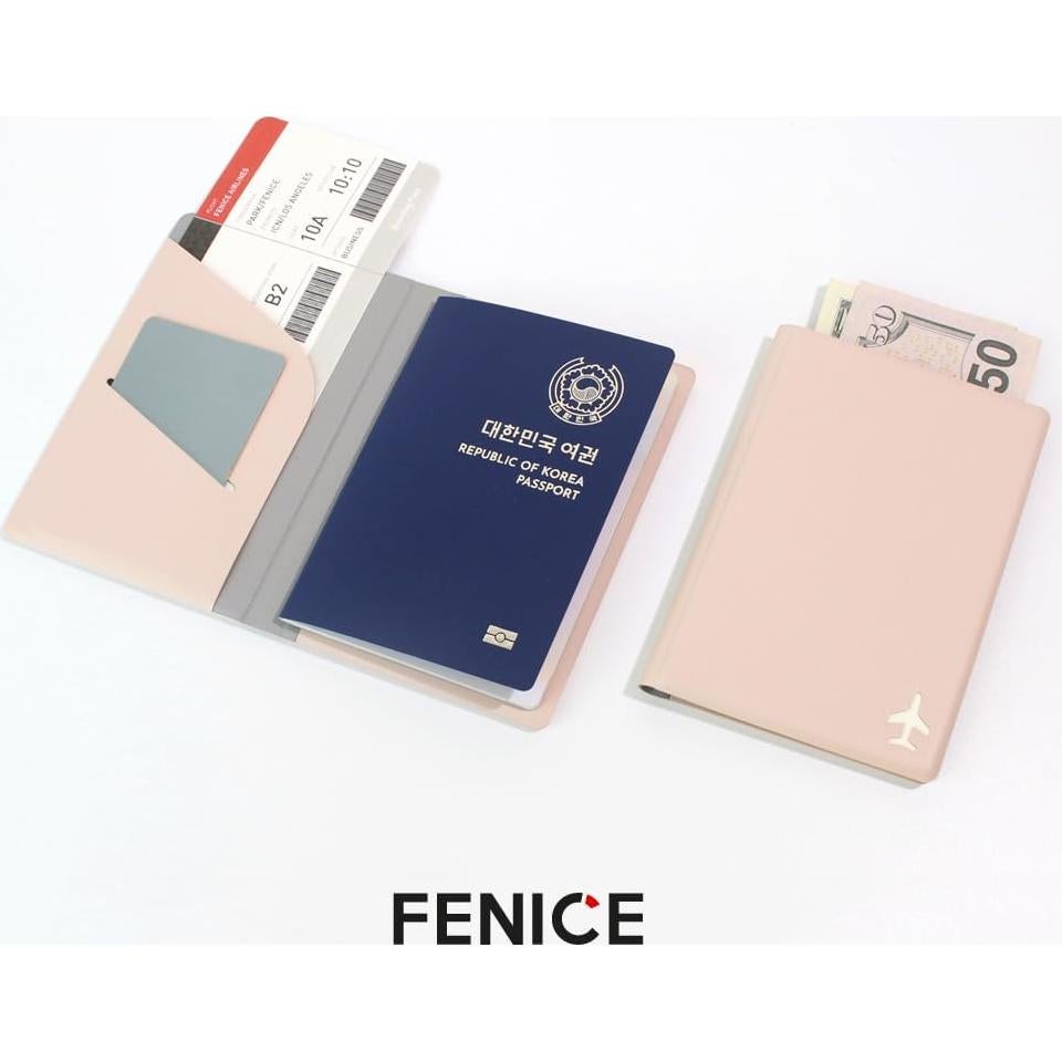 Cubierta de Pasaporte Fenice Rosa Cuero Vegano Impermeable RFID