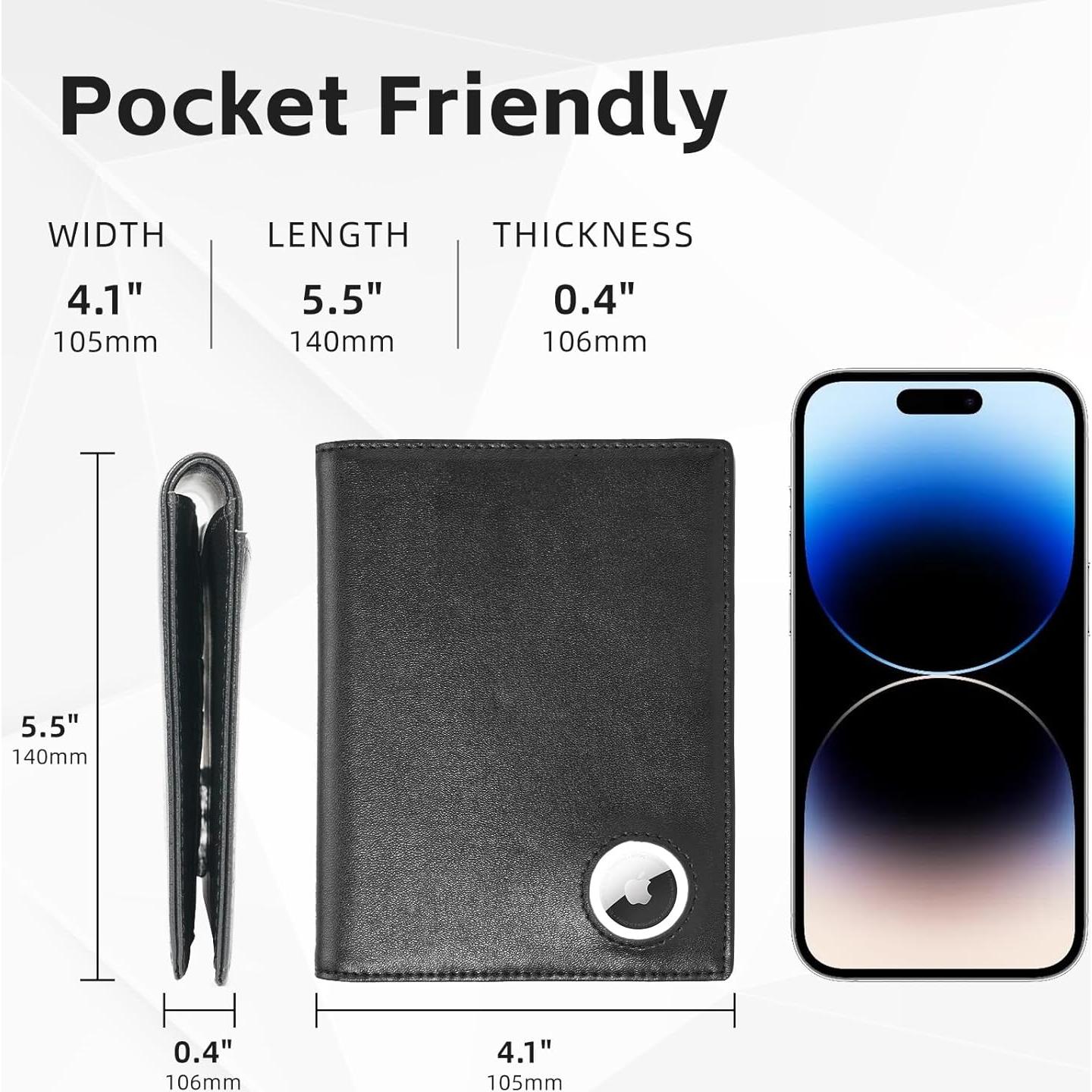 Billetera de Pasaporte RFID Oriver con Airtag - Negro