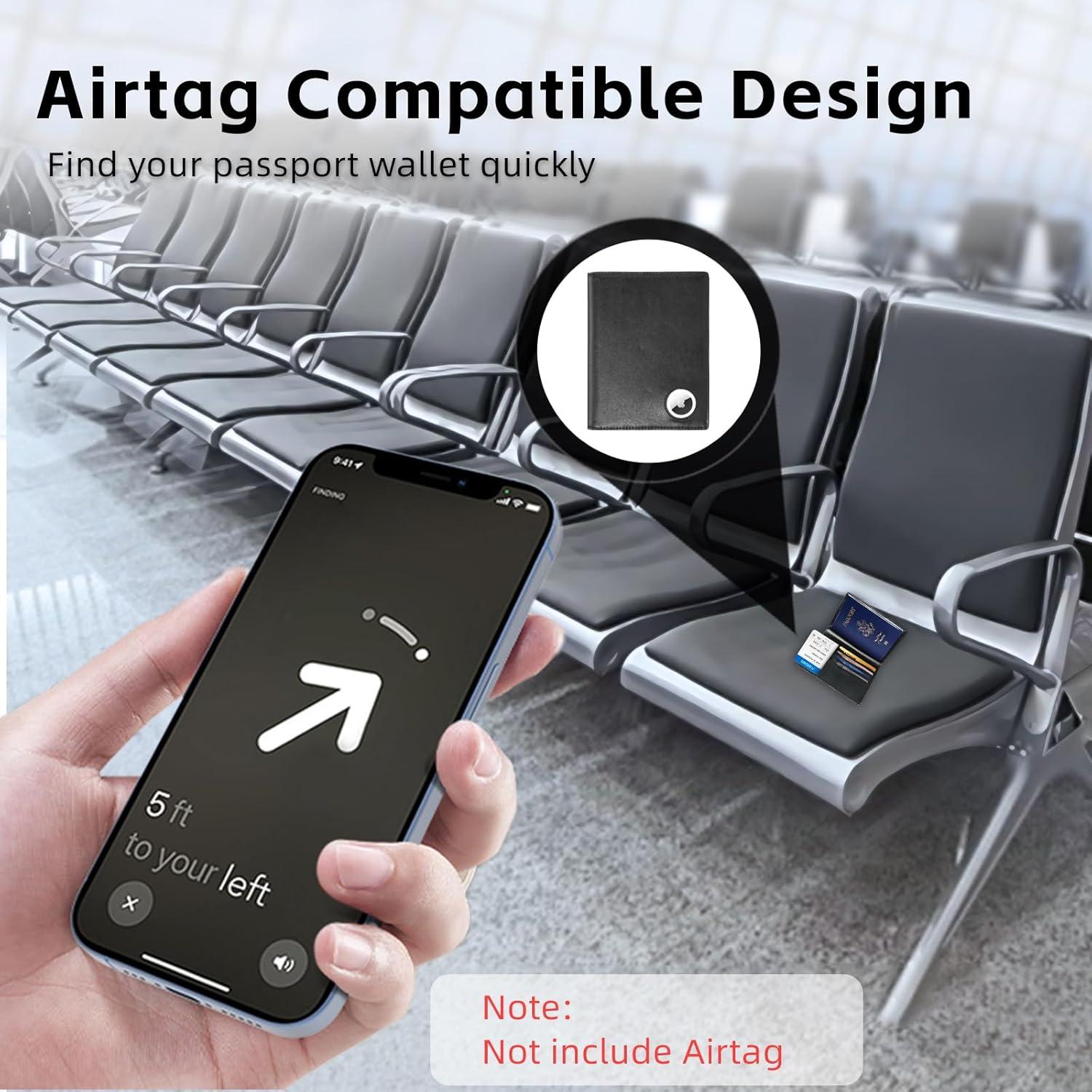 Billetera de Pasaporte RFID Oriver con Airtag - Negro