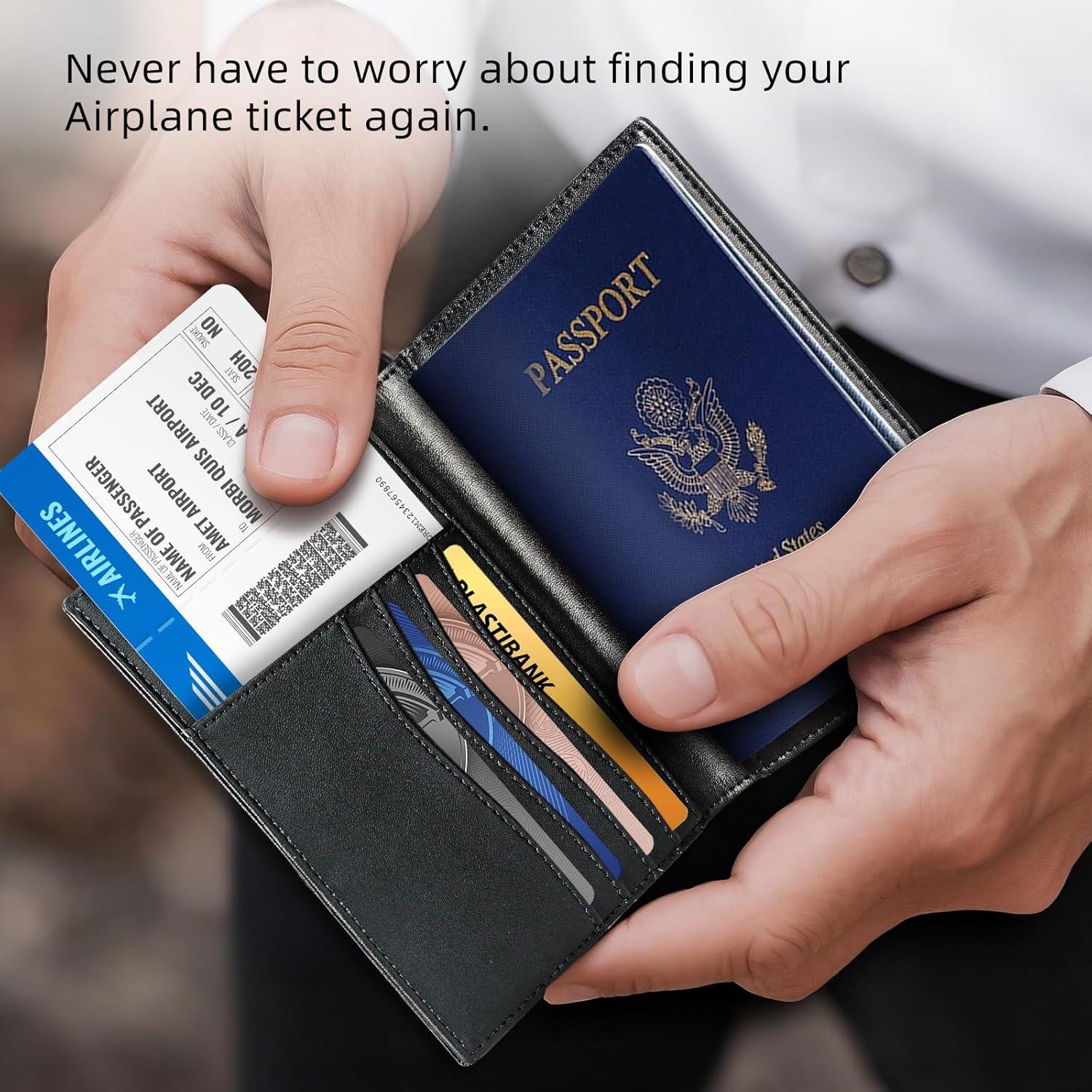 Billetera de Pasaporte RFID Oriver con Airtag - Negro