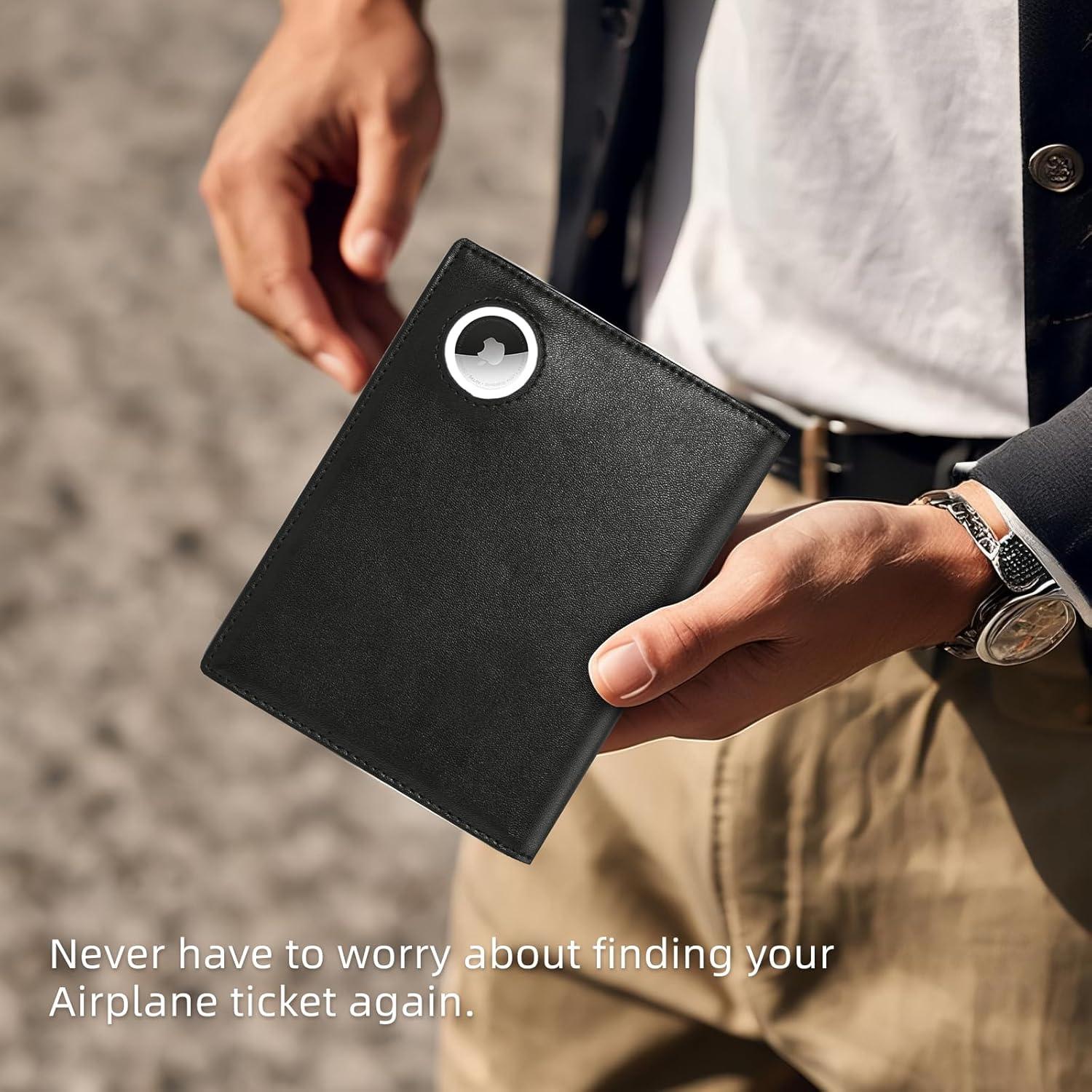 Billetera de Pasaporte RFID Oriver con Airtag - Negro