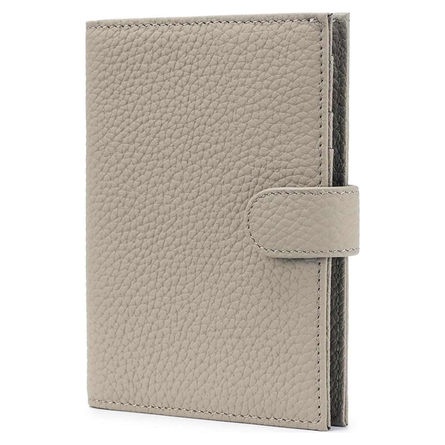 Cartera de Pasaporte RFID Karmiir de Cuero Gris Elefante