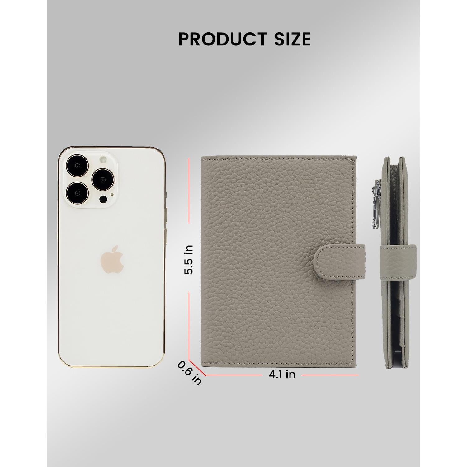 Cartera de Pasaporte RFID Karmiir de Cuero Gris Elefante