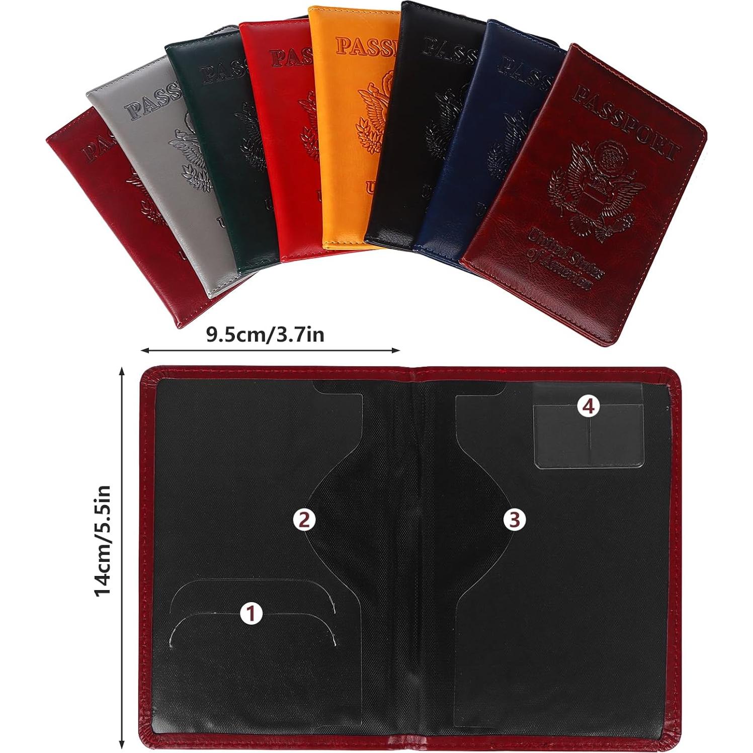 Combo 8 Fundas para Pasaporte de Cuero PU Beupy con Tarjeta de Vacuna