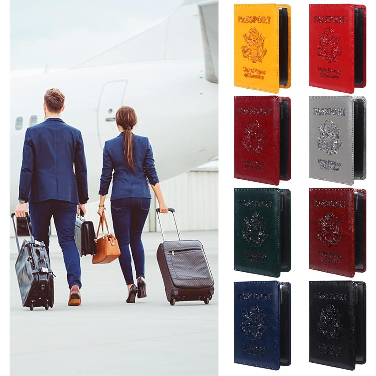 Combo 8 Fundas para Pasaporte de Cuero PU Beupy con Tarjeta de Vacuna