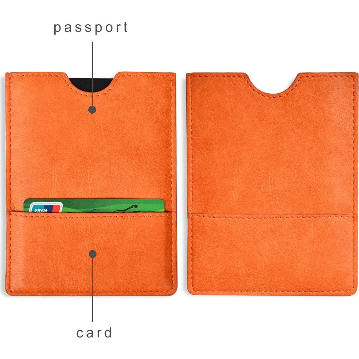 Funda para Pasaporte XEYOU de Cuero Vegano Naranja Ultra Delgado