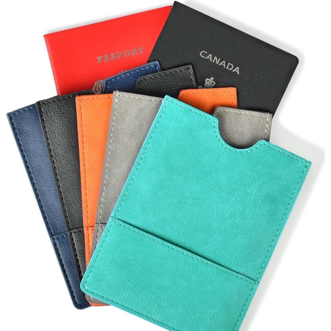 Funda para Pasaporte XEYOU de Cuero Vegano Naranja Ultra Delgado