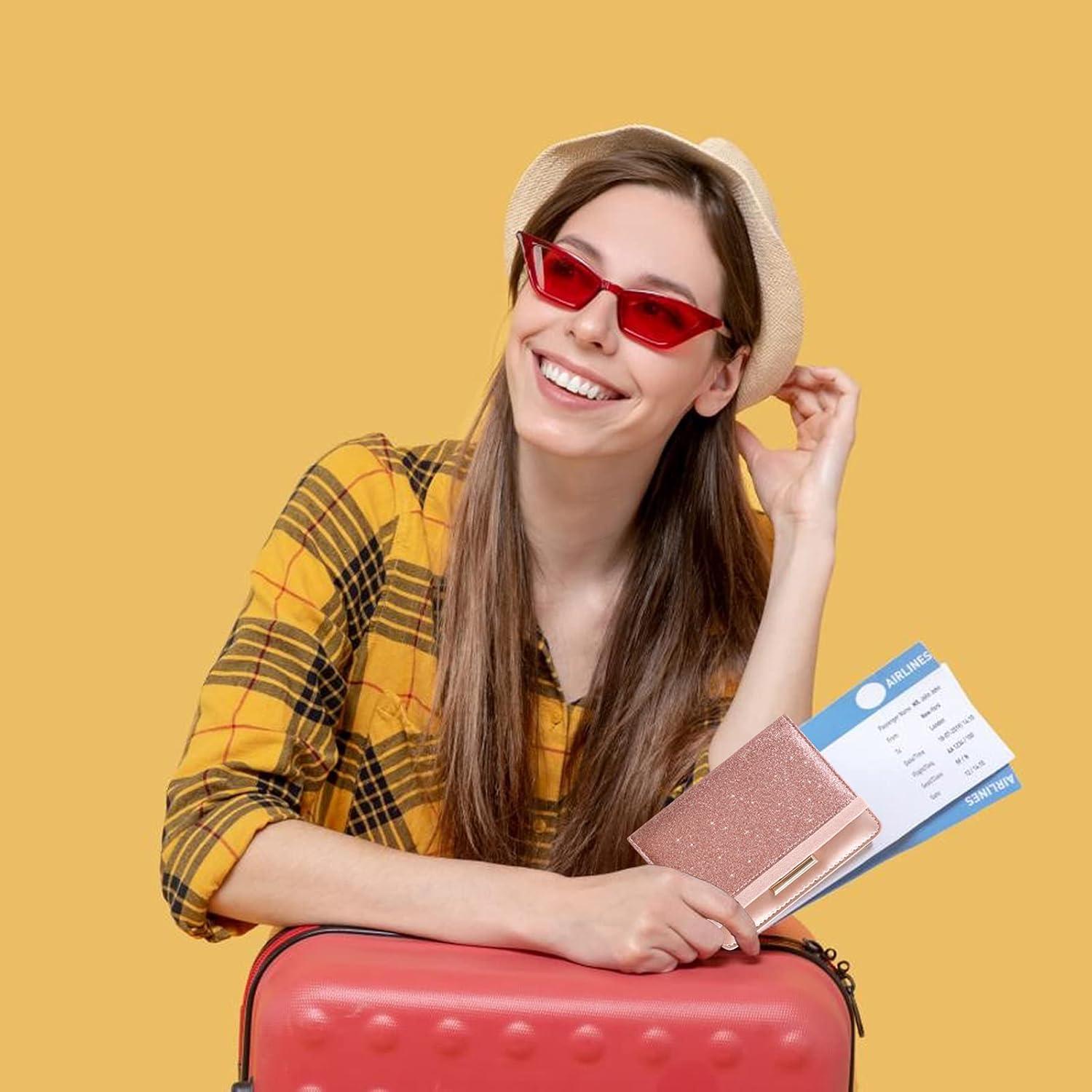 Portafolio de Pasaporte y Tarjeta de Vacuna Caweet RFID Rosa