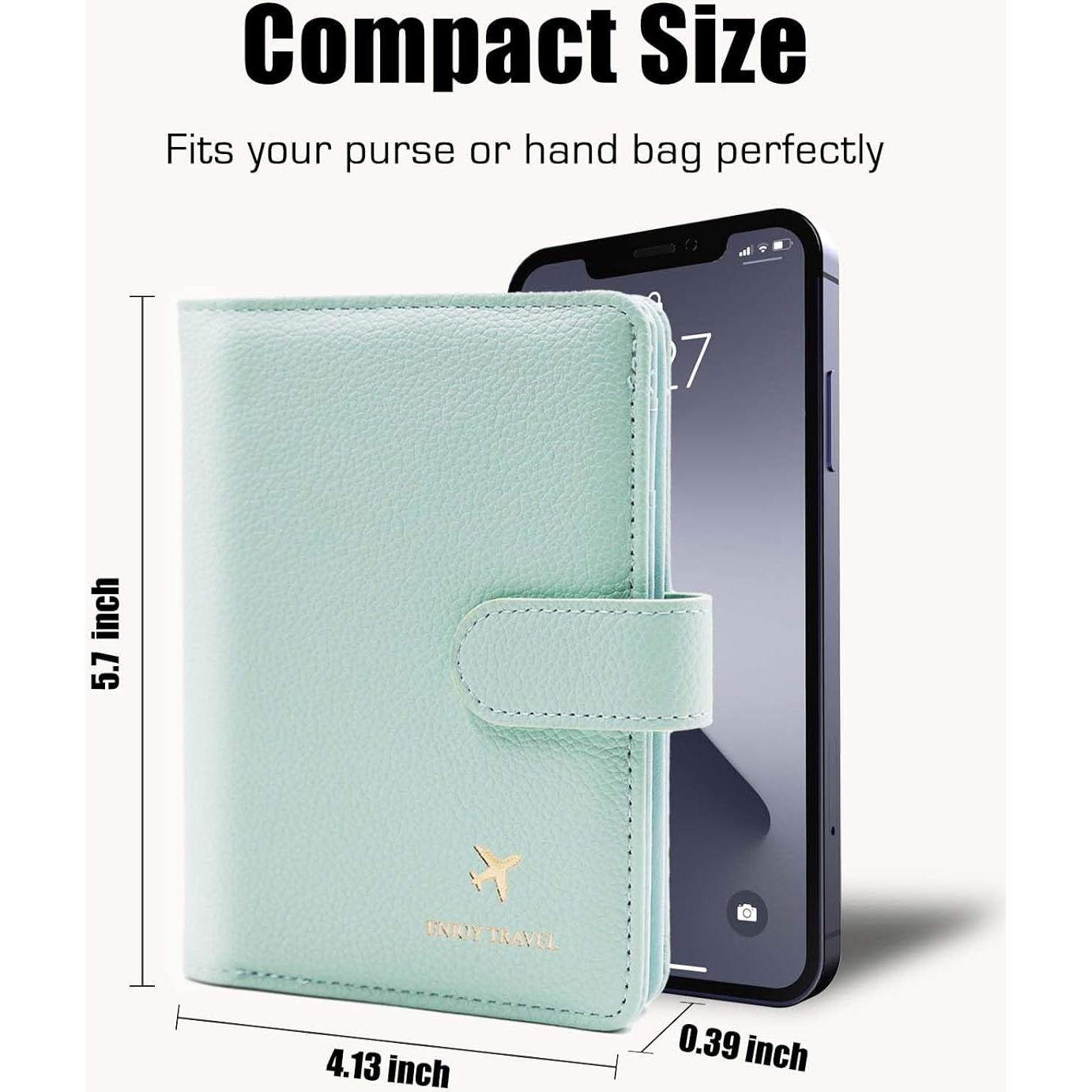 Porta Pasaporte Cnycmy con Bloqueo RFID y Bolsillos - Verde Aqua