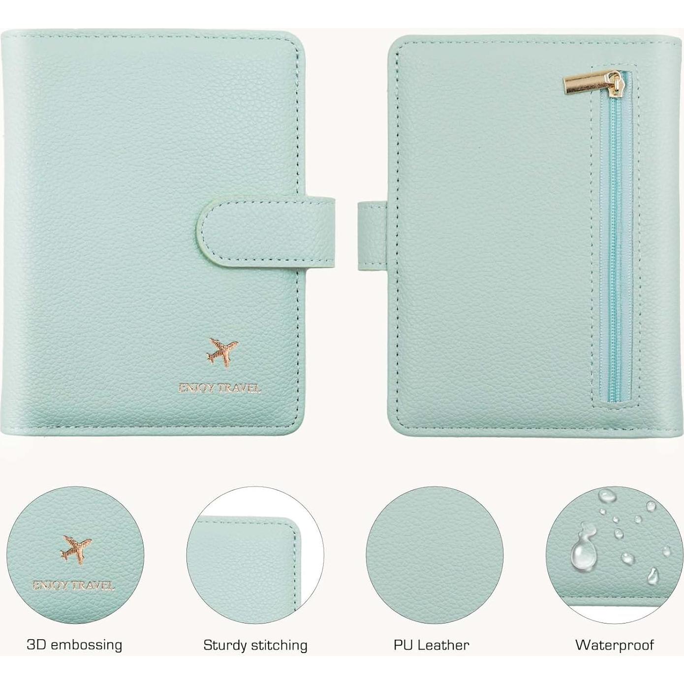 Porta Pasaporte Cnycmy con Bloqueo RFID y Bolsillos - Verde Aqua