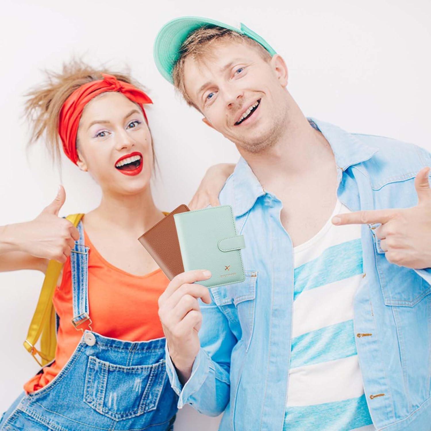 Porta Pasaporte Cnycmy con Bloqueo RFID y Bolsillos - Verde Aqua