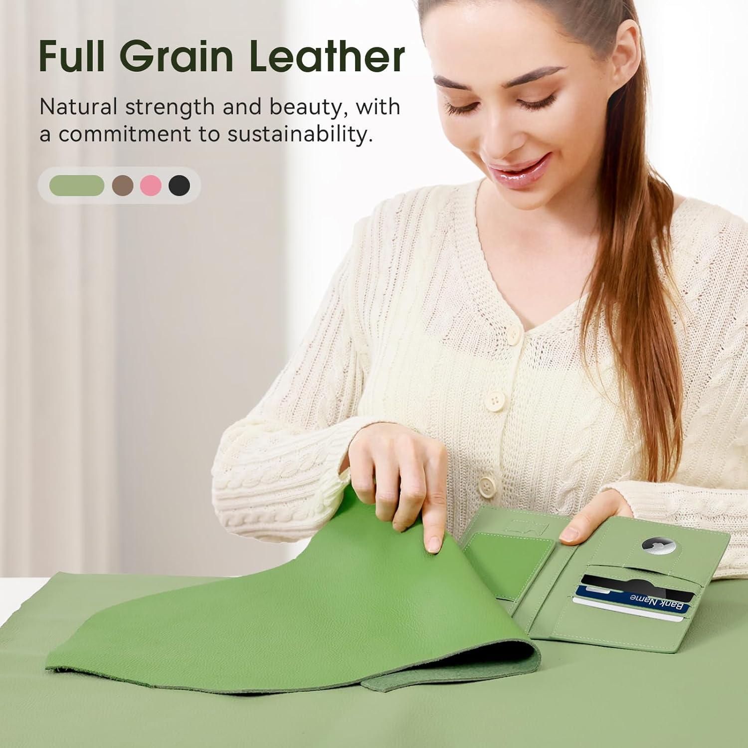 Porta Pasaporte de Cuero Verde XquiziFit con Bloqueo RFID