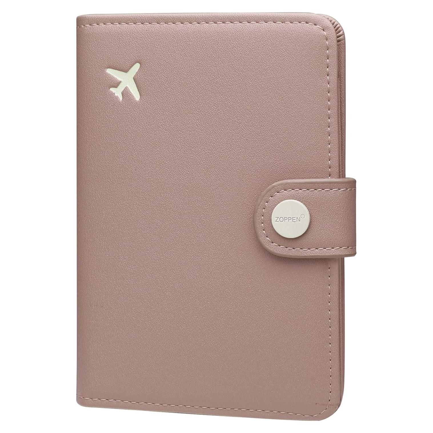 Funda Pasaporte ZOPPEN Rosa Polvoriento con Bloqueo RFID