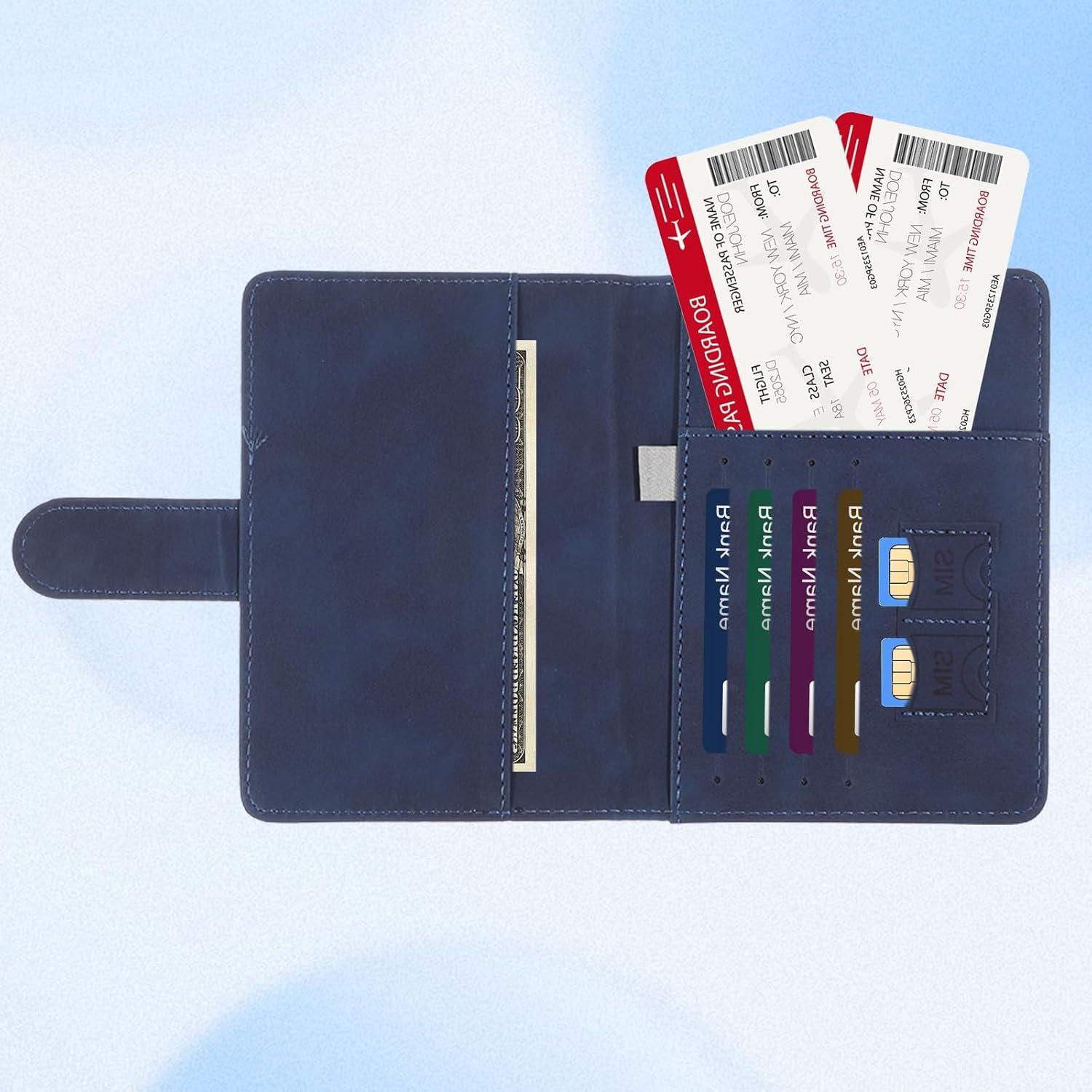 2 Fundas de Pasaporte Impermeables con Bloqueo RFID - Negro y Marrón