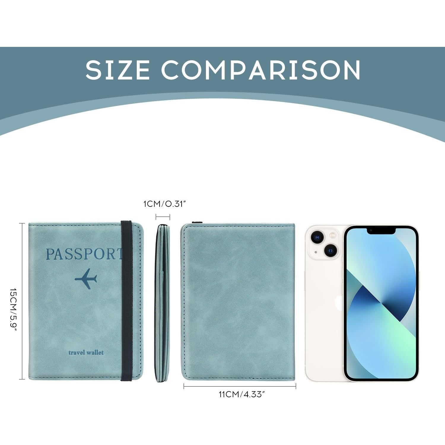 ILIYAH Cubierta de Pasaporte RFID Azul - Billetera de Viaje Unisex