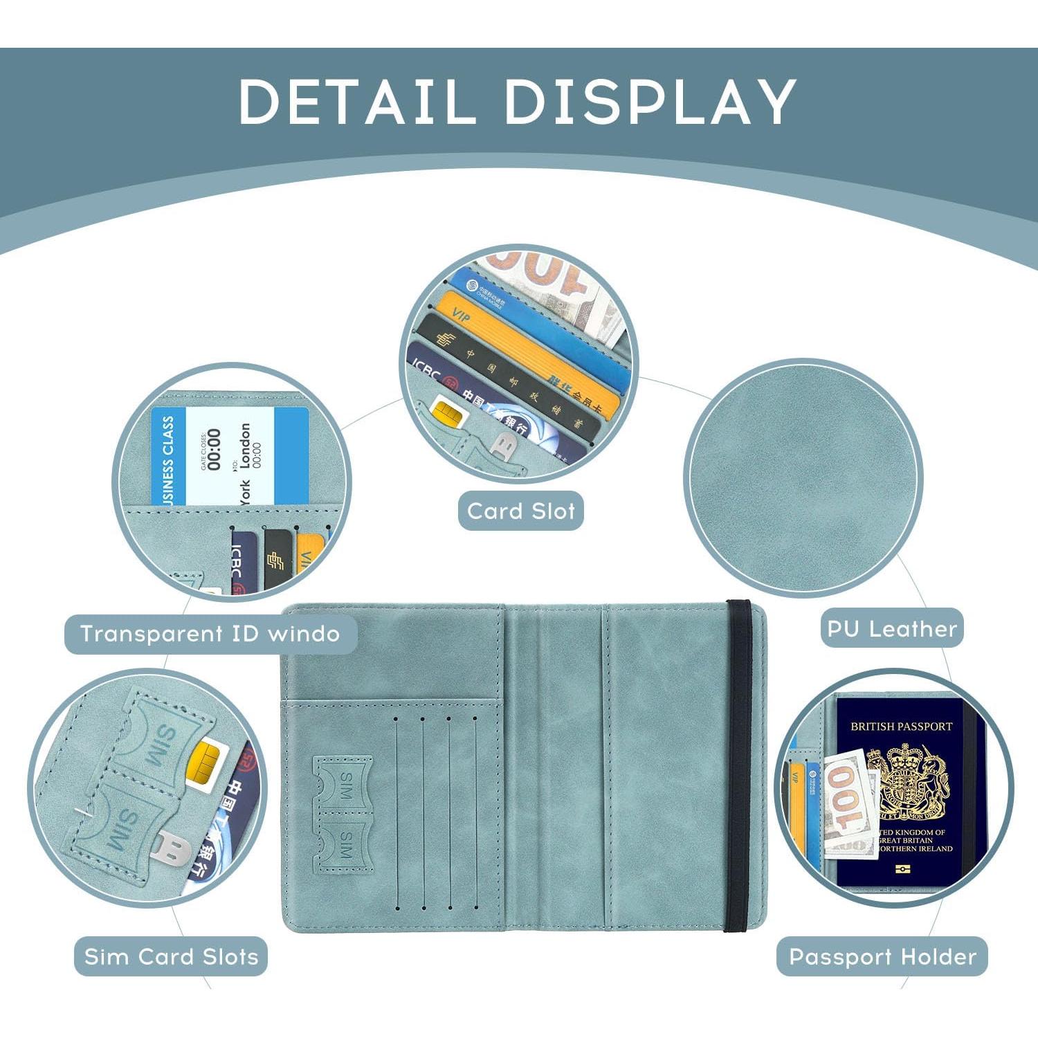 ILIYAH Cubierta de Pasaporte RFID Azul - Billetera de Viaje Unisex