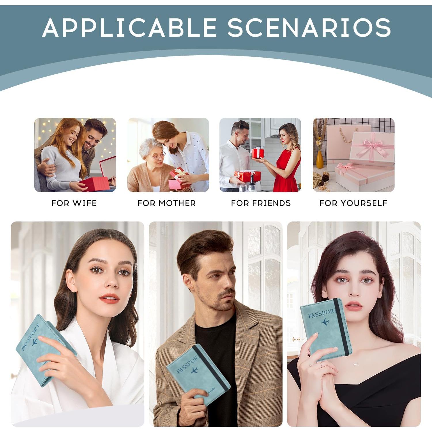 ILIYAH Cubierta de Pasaporte RFID Azul - Billetera de Viaje Unisex