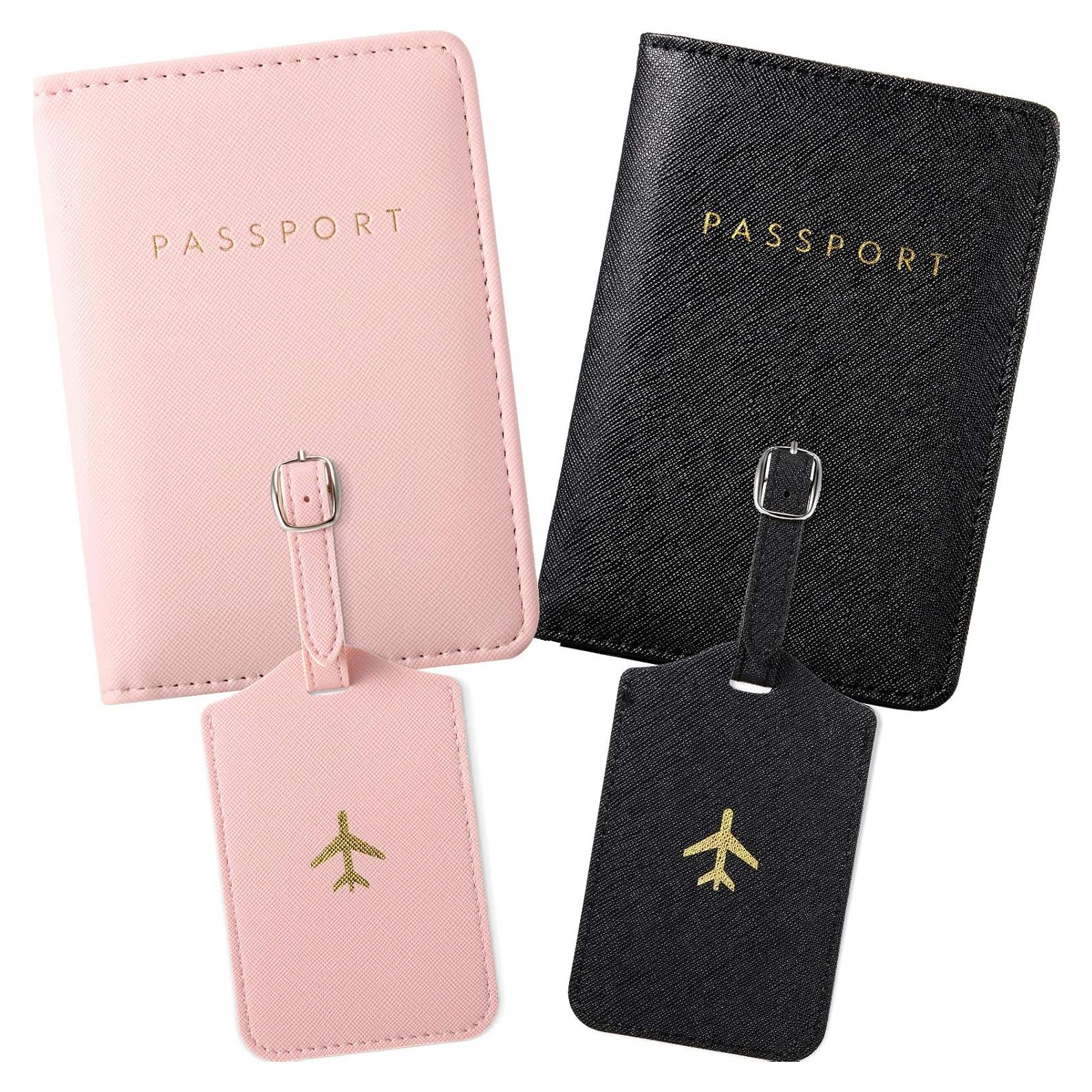 Set de Fundas de Pasaporte y Etiquetas Weewooday - Rosa y Negro