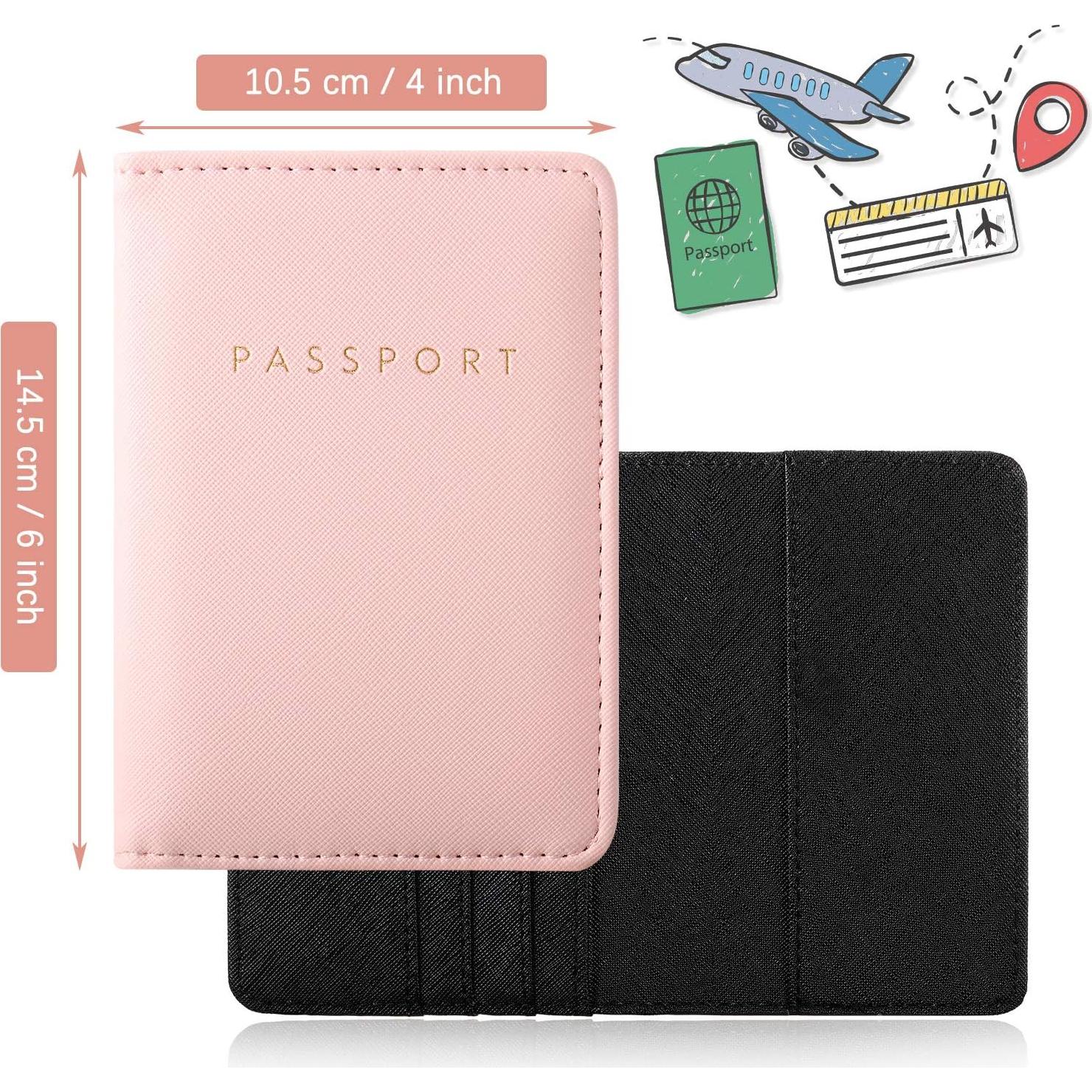 Set de Fundas de Pasaporte y Etiquetas Weewooday - Rosa y Negro