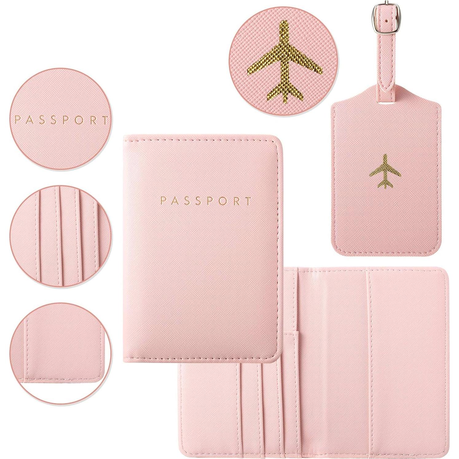 Set de Fundas de Pasaporte y Etiquetas Weewooday - Rosa y Negro